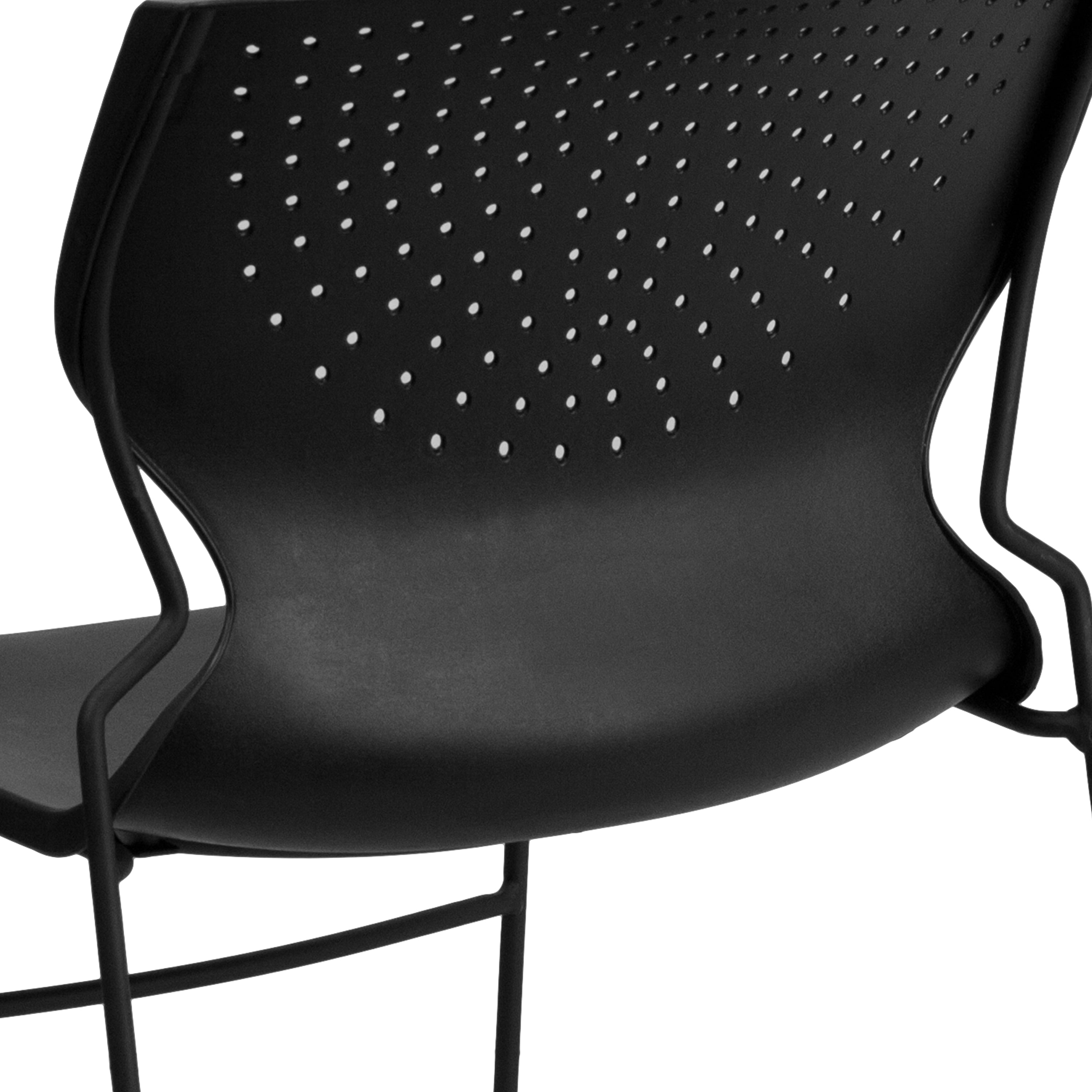 HERCULES Series 661 lb. Capacity Black Full Back Stack Chair with Black Powder Coated Frame
