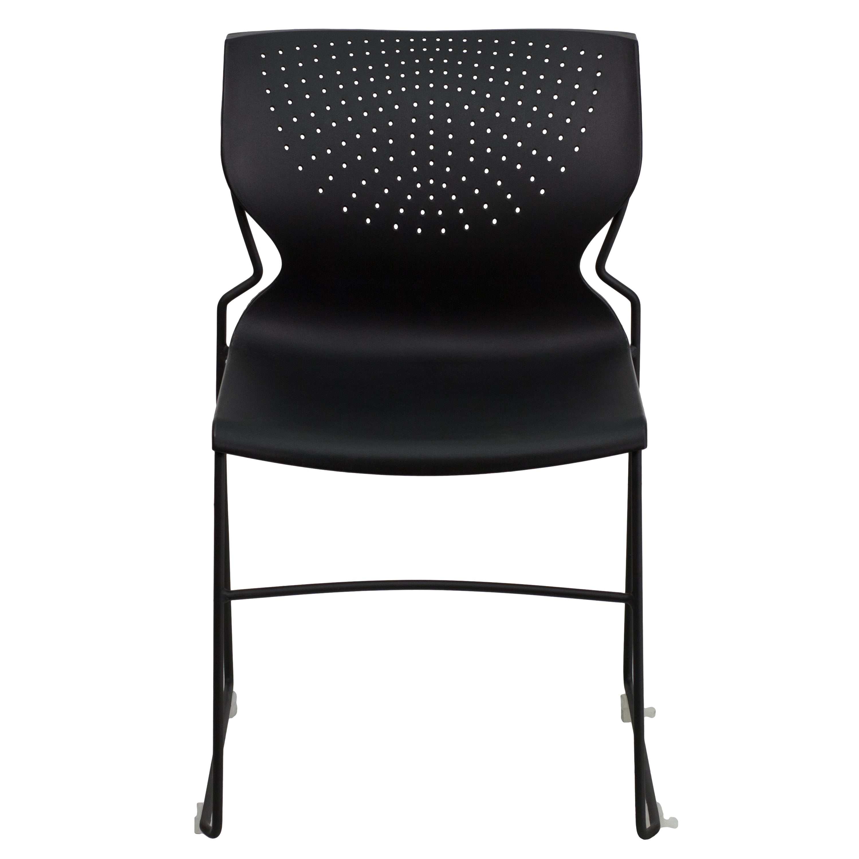 HERCULES Series 661 lb. Capacity Black Full Back Stack Chair with Black Powder Coated Frame