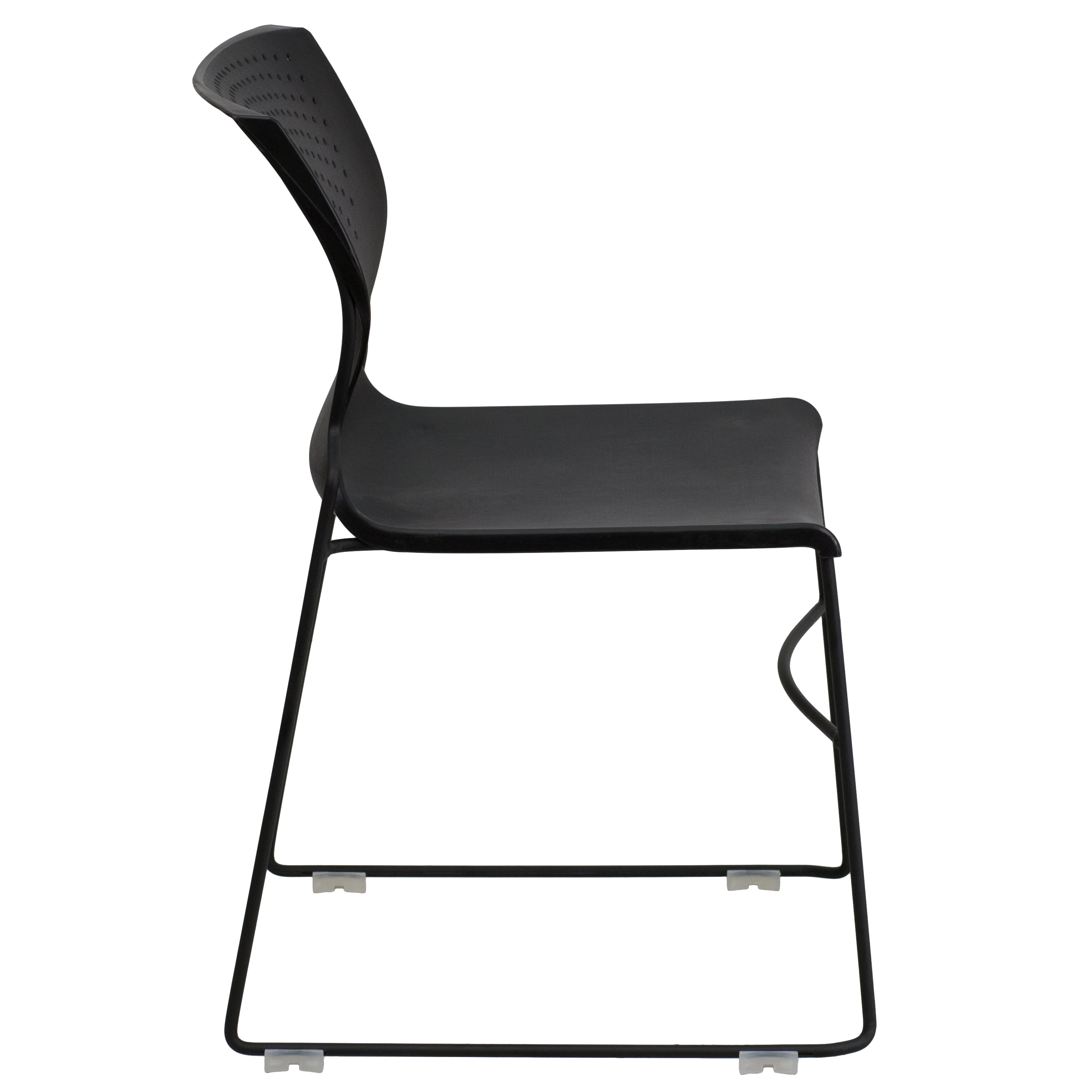 HERCULES Series 661 lb. Capacity Black Full Back Stack Chair with Black Powder Coated Frame