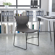 HERCULES Series 661 lb. Capacity Gray Full Back Stack Chair with Black Powder Coated Frame