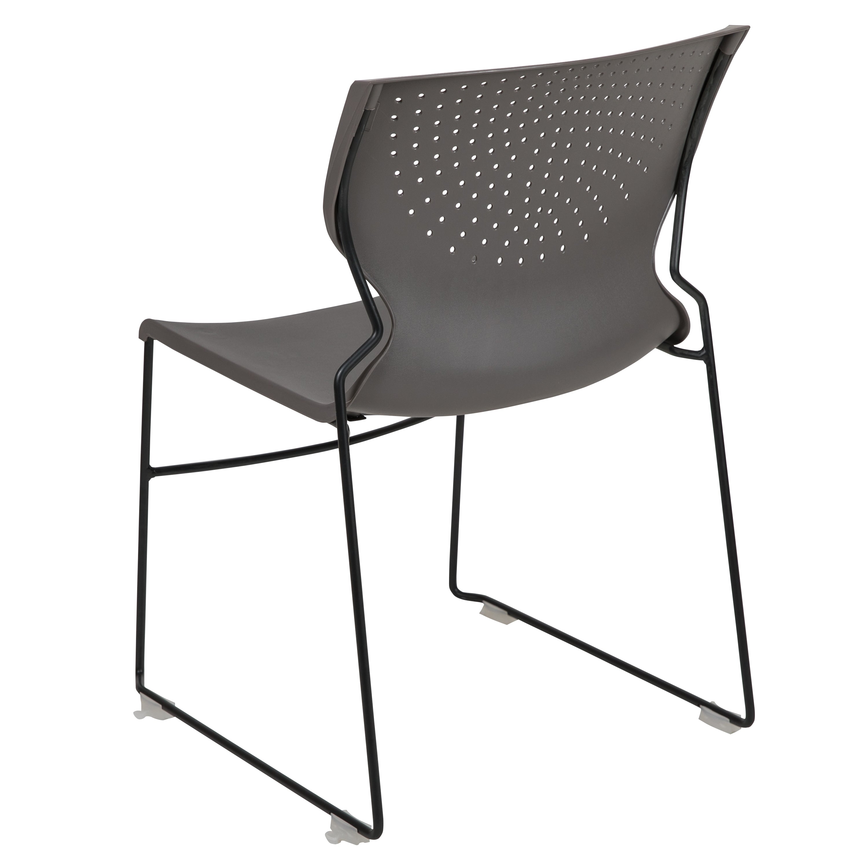HERCULES Series 661 lb. Capacity Gray Full Back Stack Chair with Black Powder Coated Frame