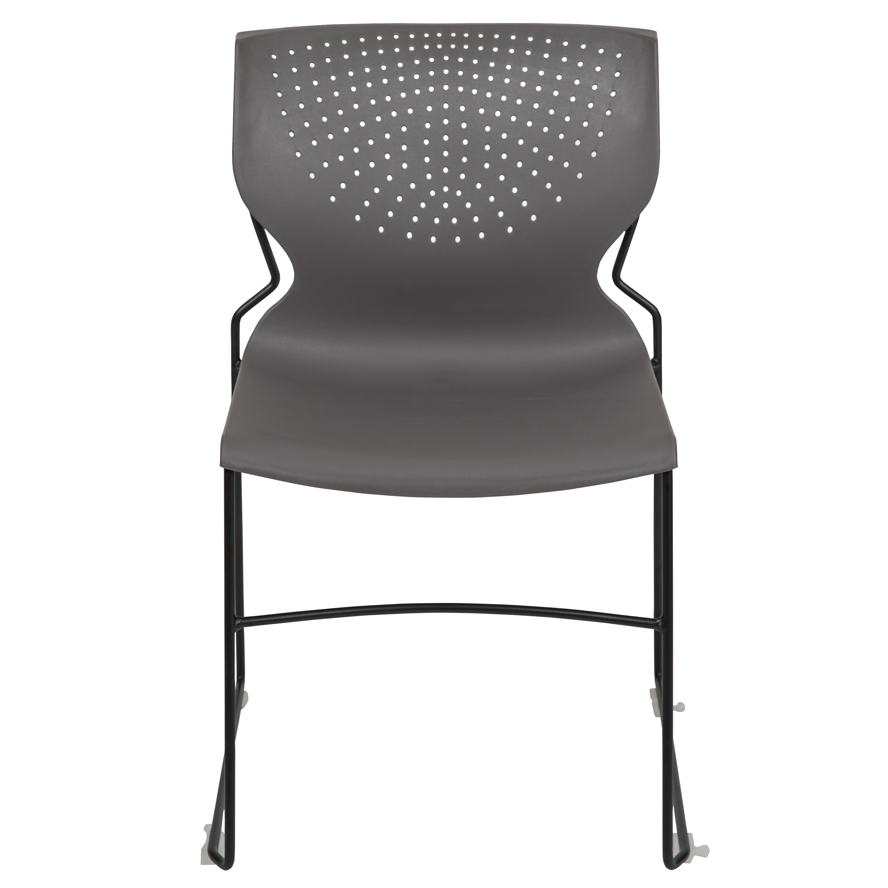 HERCULES Series 661 lb. Capacity Gray Full Back Stack Chair with Black Powder Coated Frame