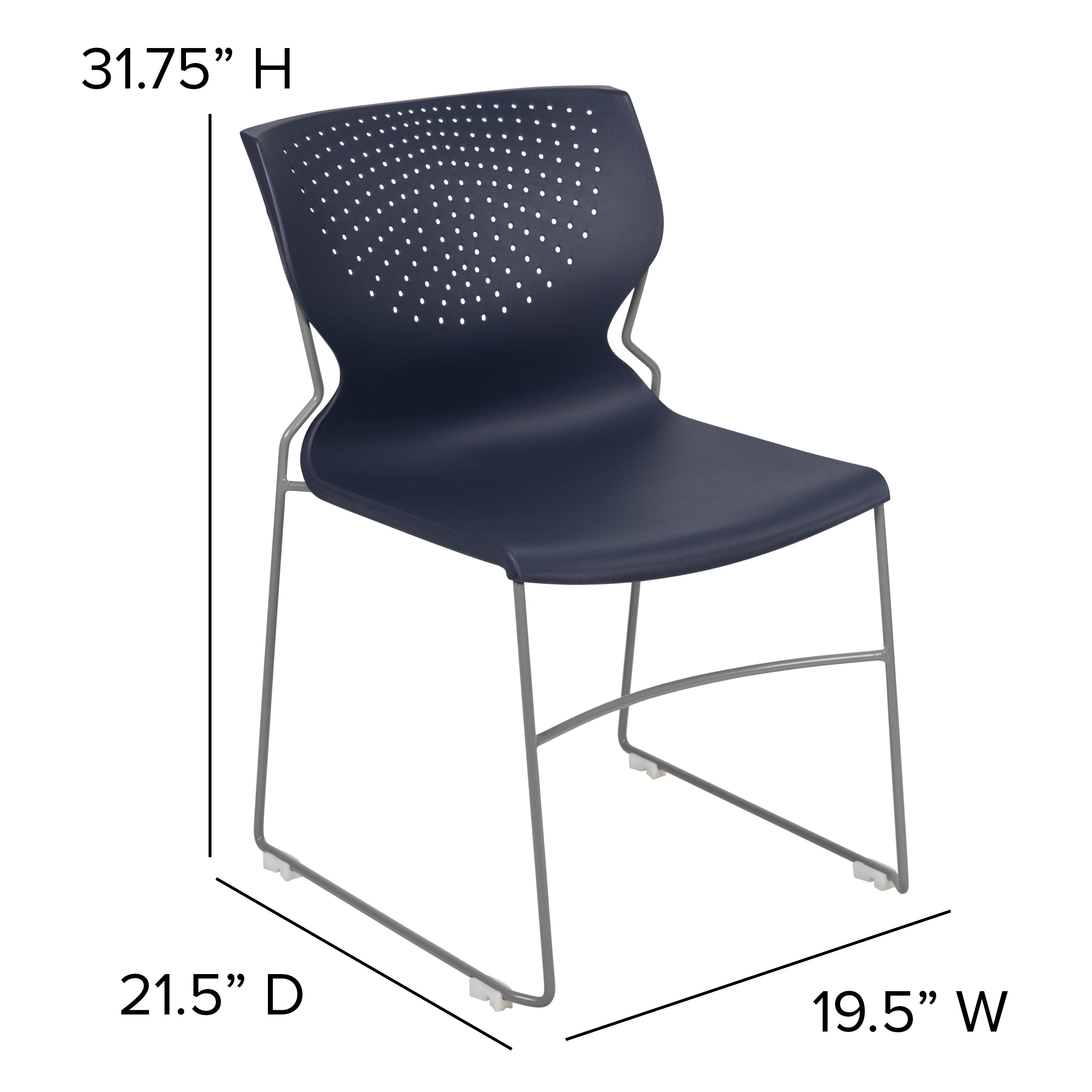 HERCULES Series 661 lb. Capacity Navy Full Back Stack Chair with Gray Powder Coated Frame