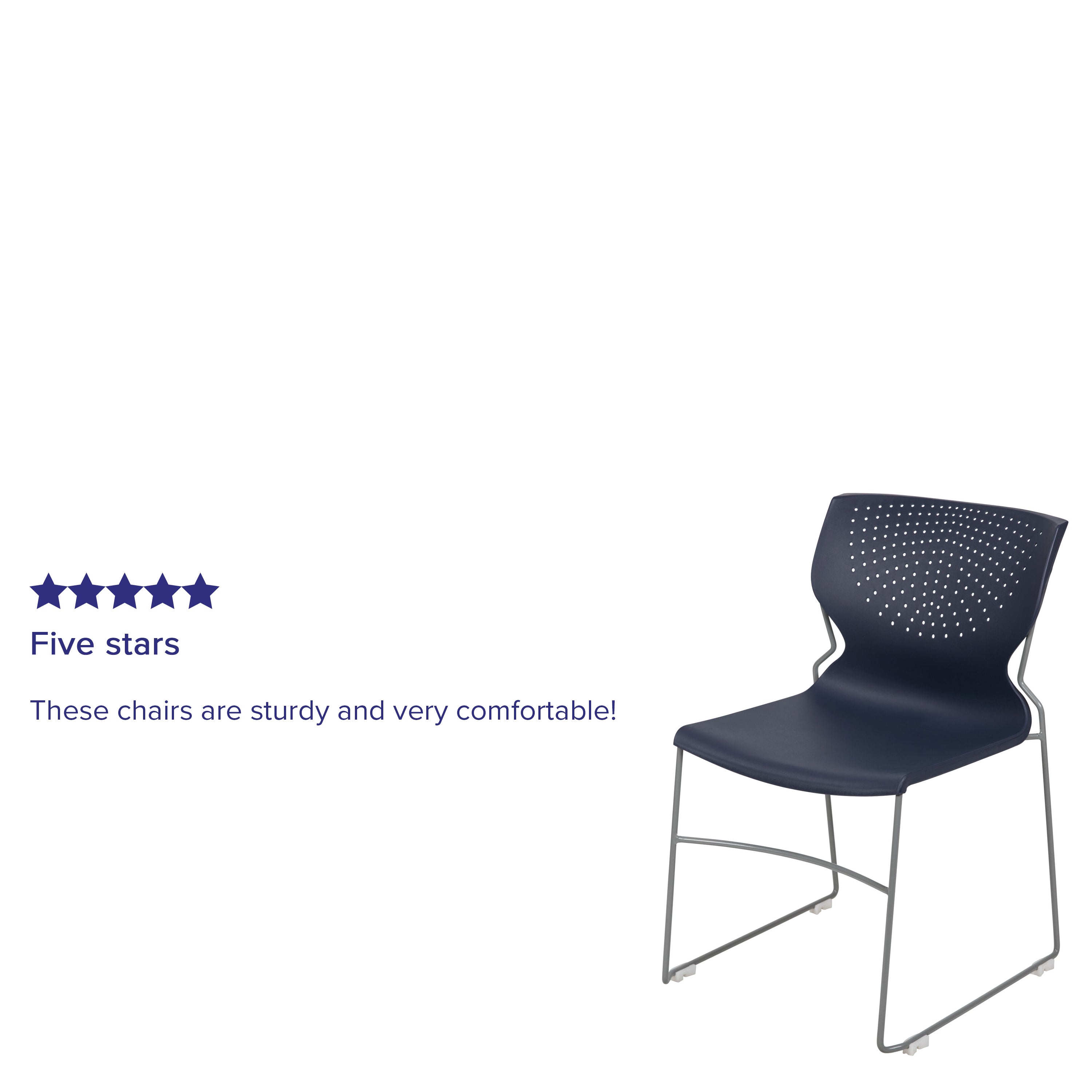 HERCULES Series 661 lb. Capacity Navy Full Back Stack Chair with Gray Powder Coated Frame