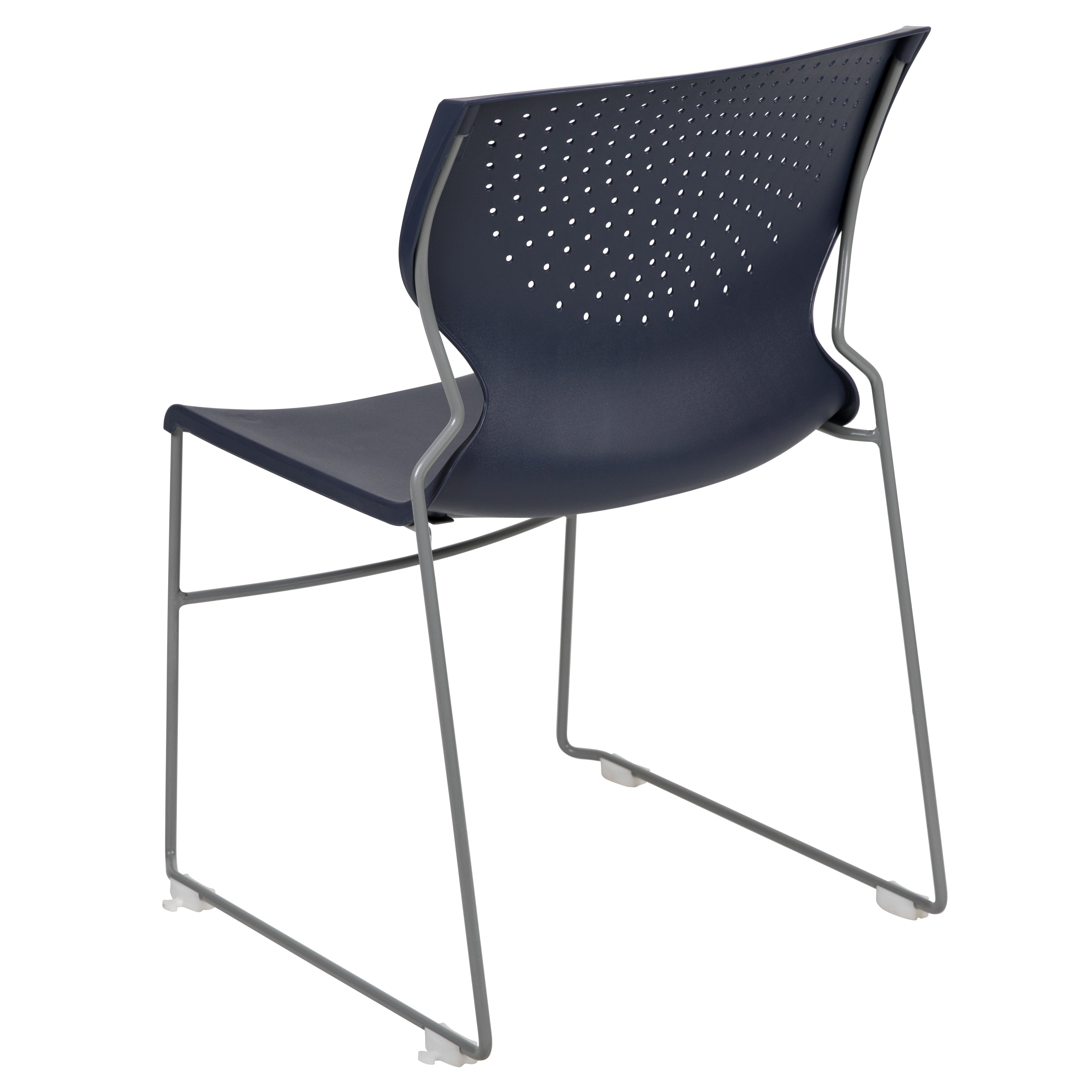 HERCULES Series 661 lb. Capacity Navy Full Back Stack Chair with Gray Powder Coated Frame