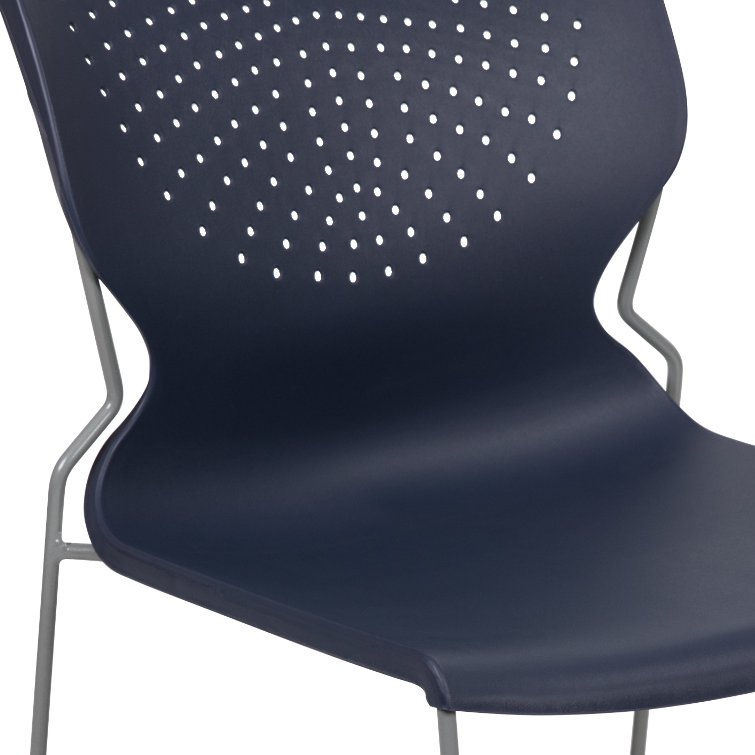 HERCULES Series 661 lb. Capacity Navy Full Back Stack Chair with Gray Powder Coated Frame