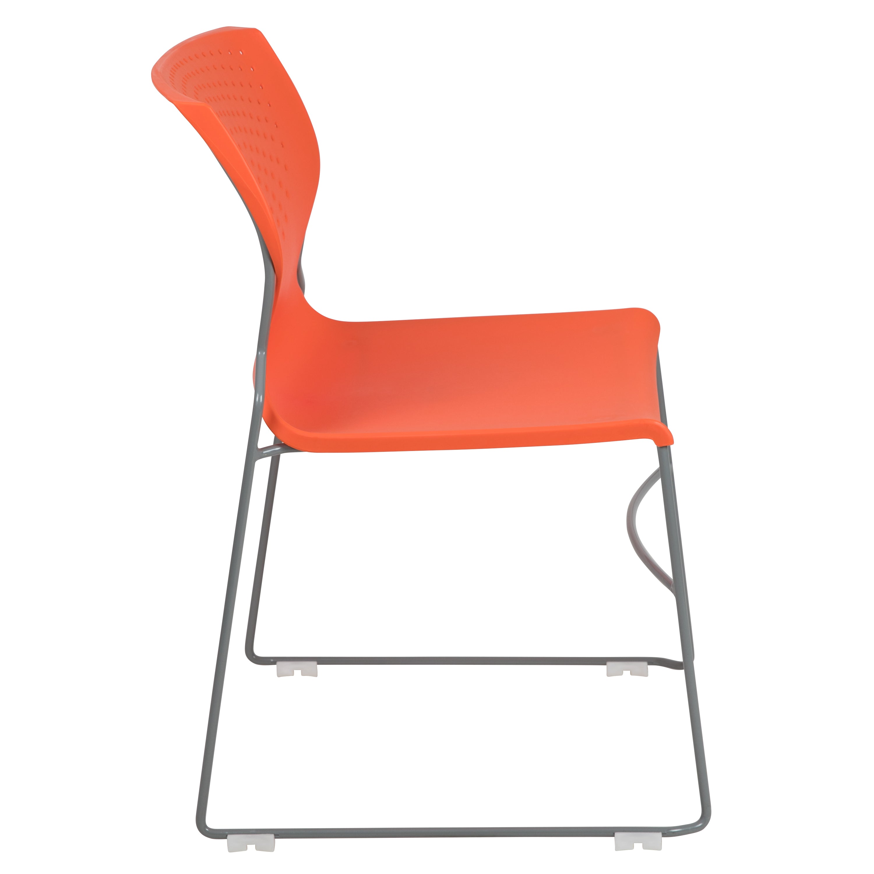HERCULES Series 661 lb. Capacity Orange Full Back Stack Chair with Gray Powder Coated Frame