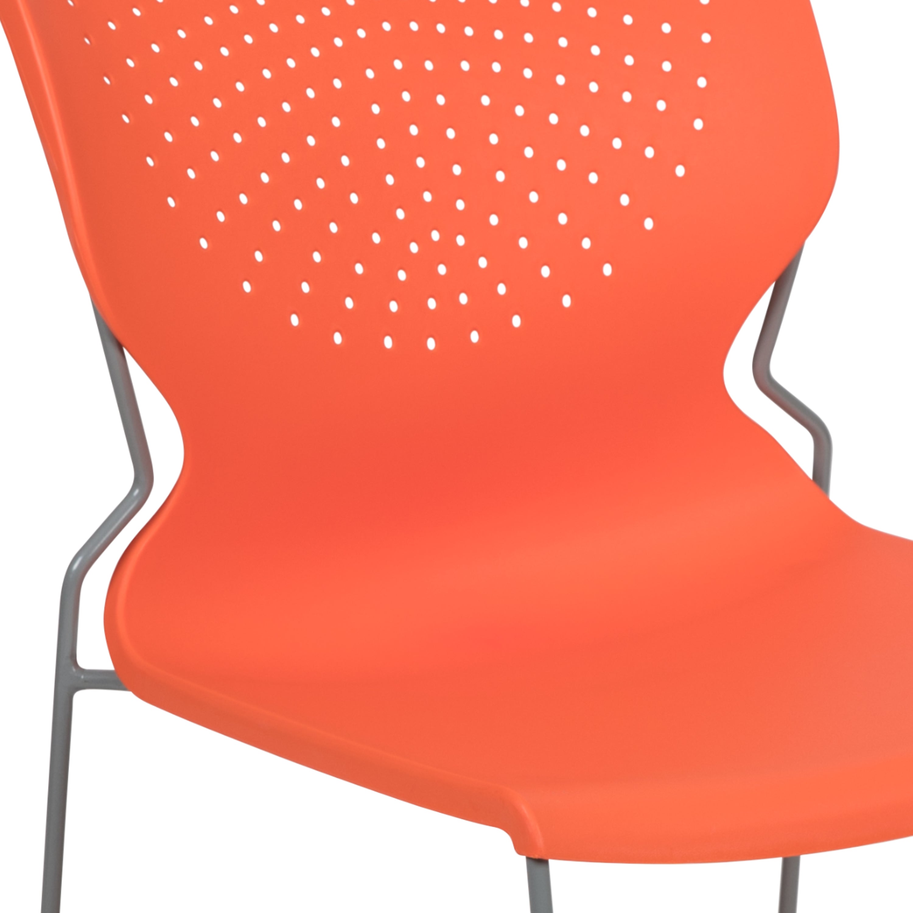 HERCULES Series 661 lb. Capacity Orange Full Back Stack Chair with Gray Powder Coated Frame