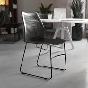 HERCULES Series 661 lb. Capacity Black Stack Chair with Air-Vent Back and Black Powder Coated Sled Base