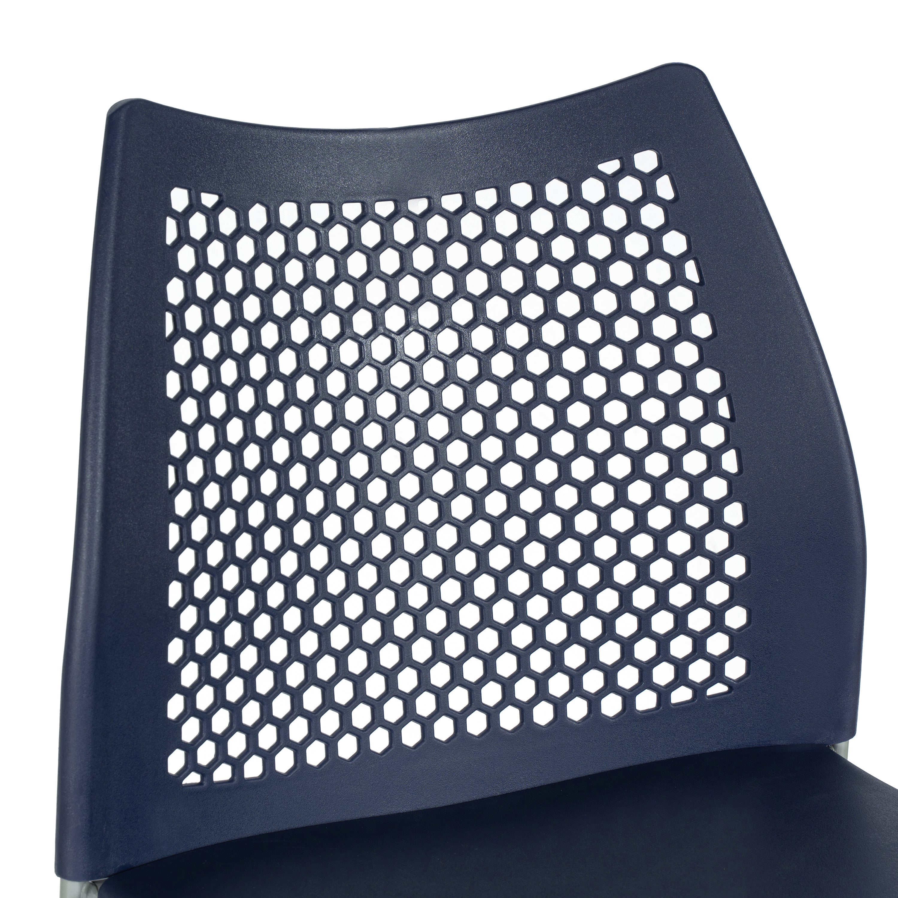 HERCULES Navy Stack Bar Stool with Air-Vent Back and Gray Powder Coated Sled Base