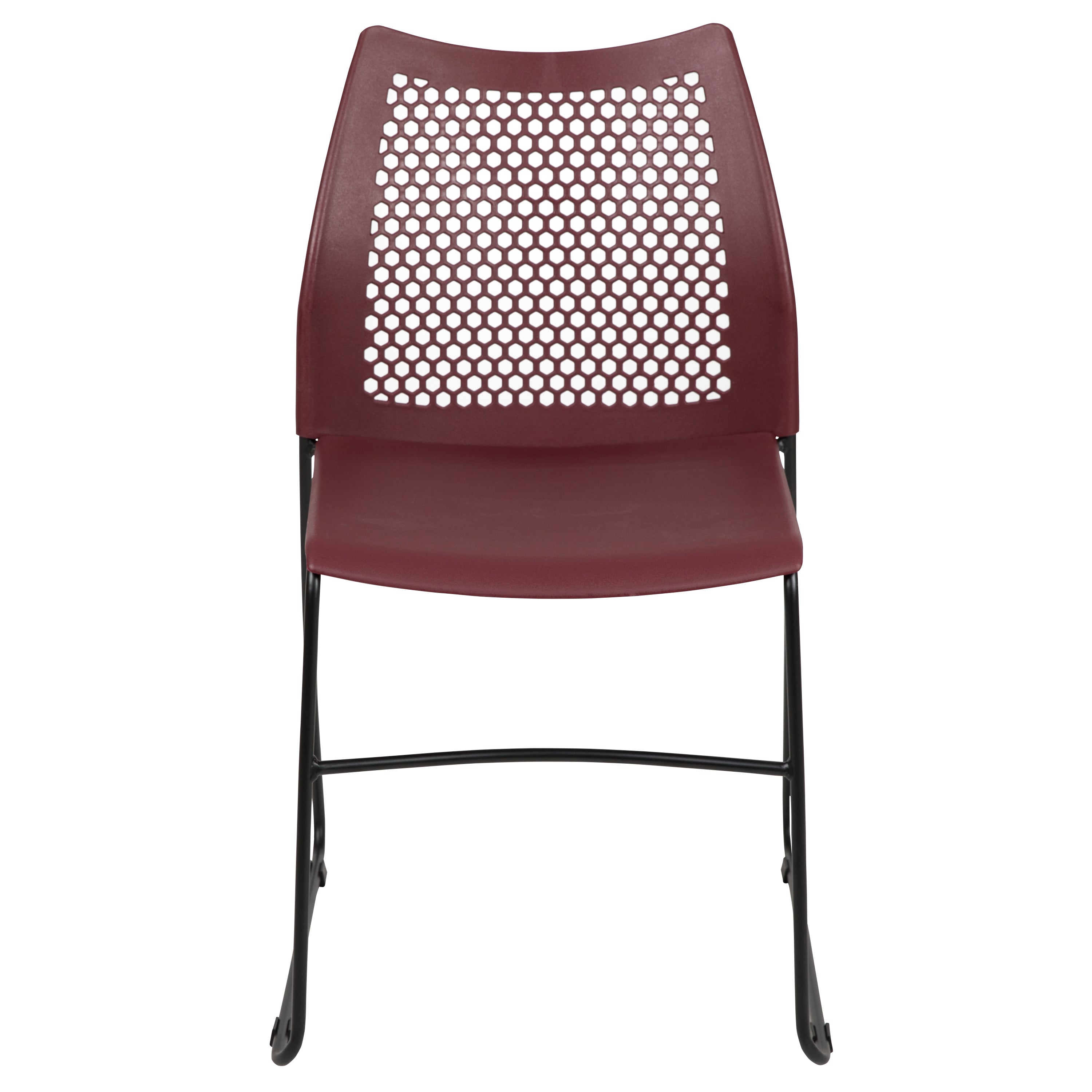 HERCULES Series 661 lb. Capacity Burgundy Stack Chair with Air-Vent Back and Black Powder Coated Sled Base
