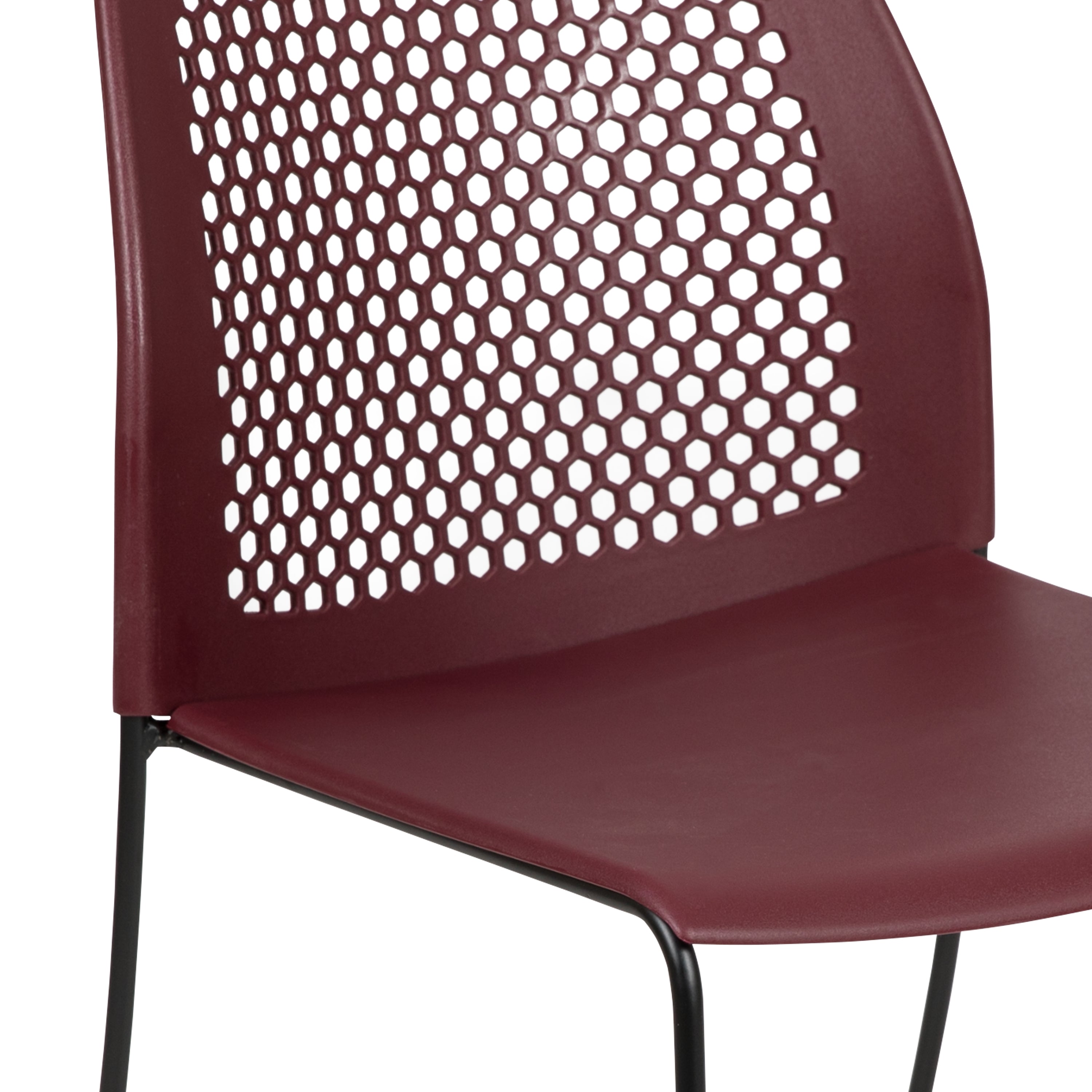 HERCULES Series 661 lb. Capacity Burgundy Stack Chair with Air-Vent Back and Black Powder Coated Sled Base