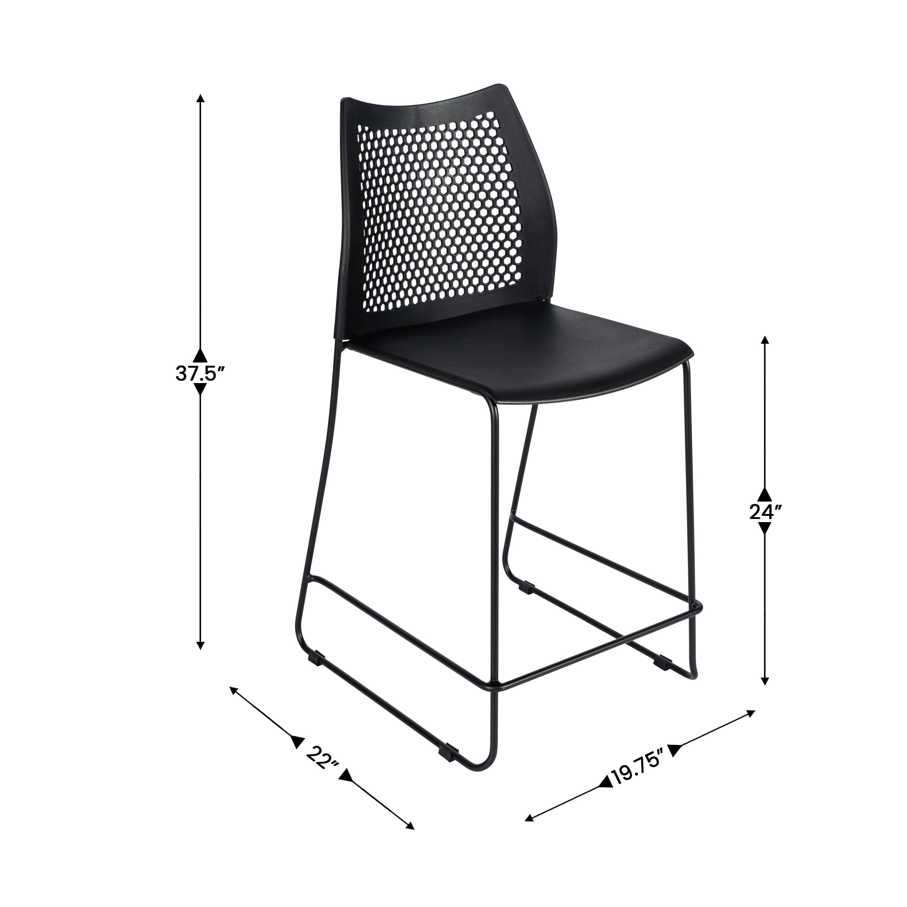HERCULES Stack Counter Stool with Air-Vent Back and Powder Coated Sled Base