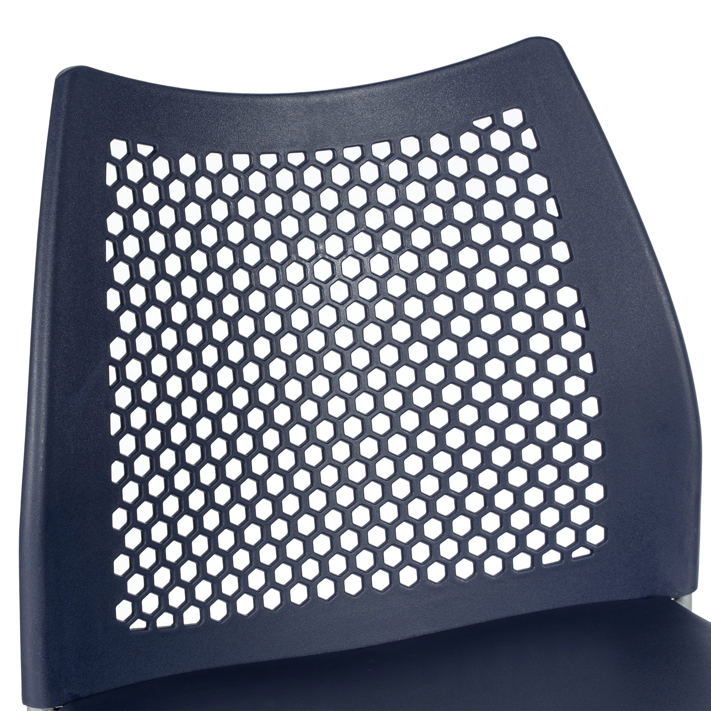 HERCULES Navy Stack Counter Stool with Air-Vent Back and Gray Powder Coated Sled Base