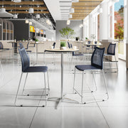 HERCULES Navy Stack Counter Stool with Air-Vent Back and Gray Powder Coated Sled Base