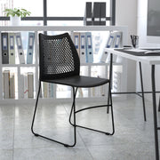 HERCULES Series 661 lb. Capacity Navy Stack Chair with Air-Vent Back and Gray Powder Coated Sled Base