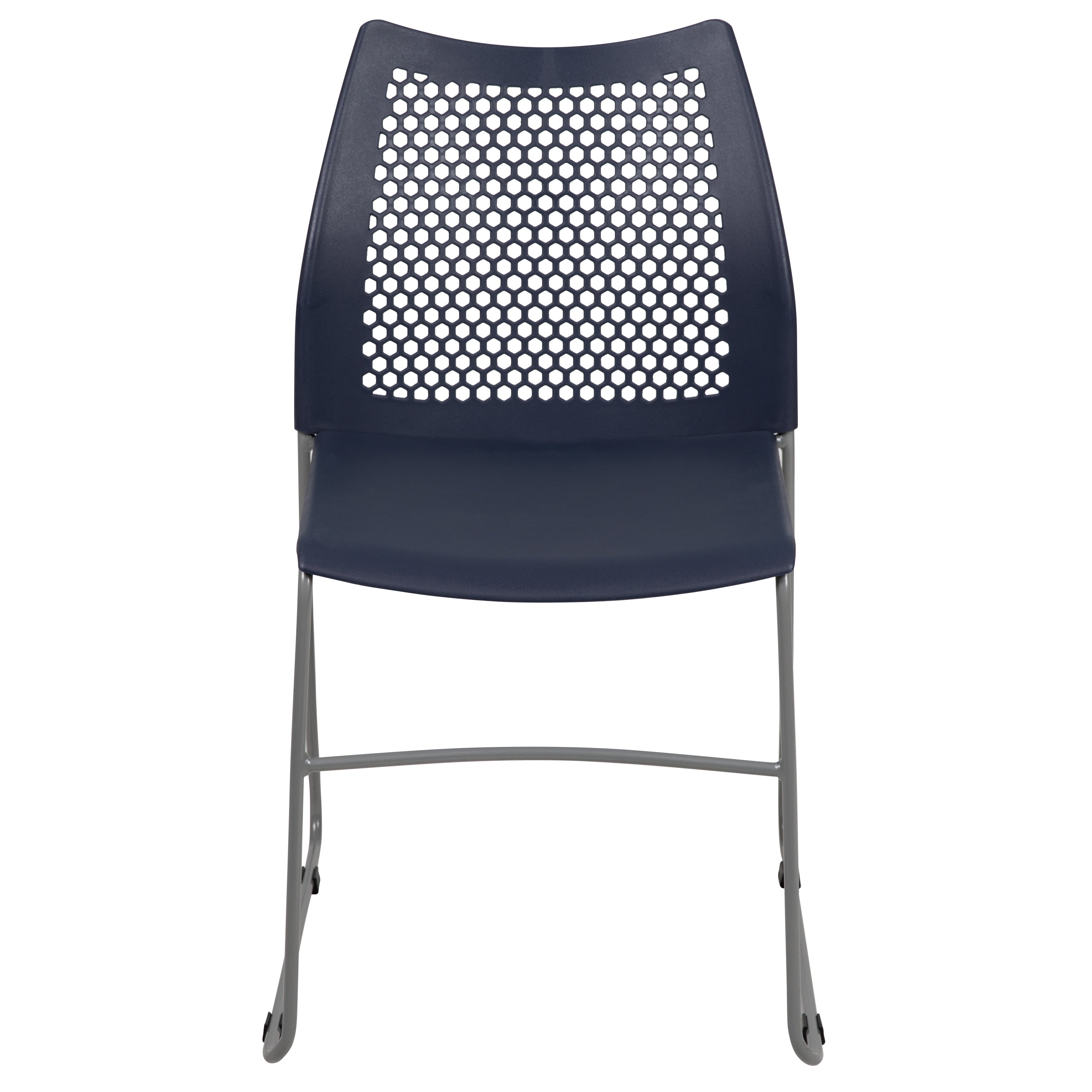 HERCULES Series 661 lb. Capacity Navy Stack Chair with Air-Vent Back and Gray Powder Coated Sled Base