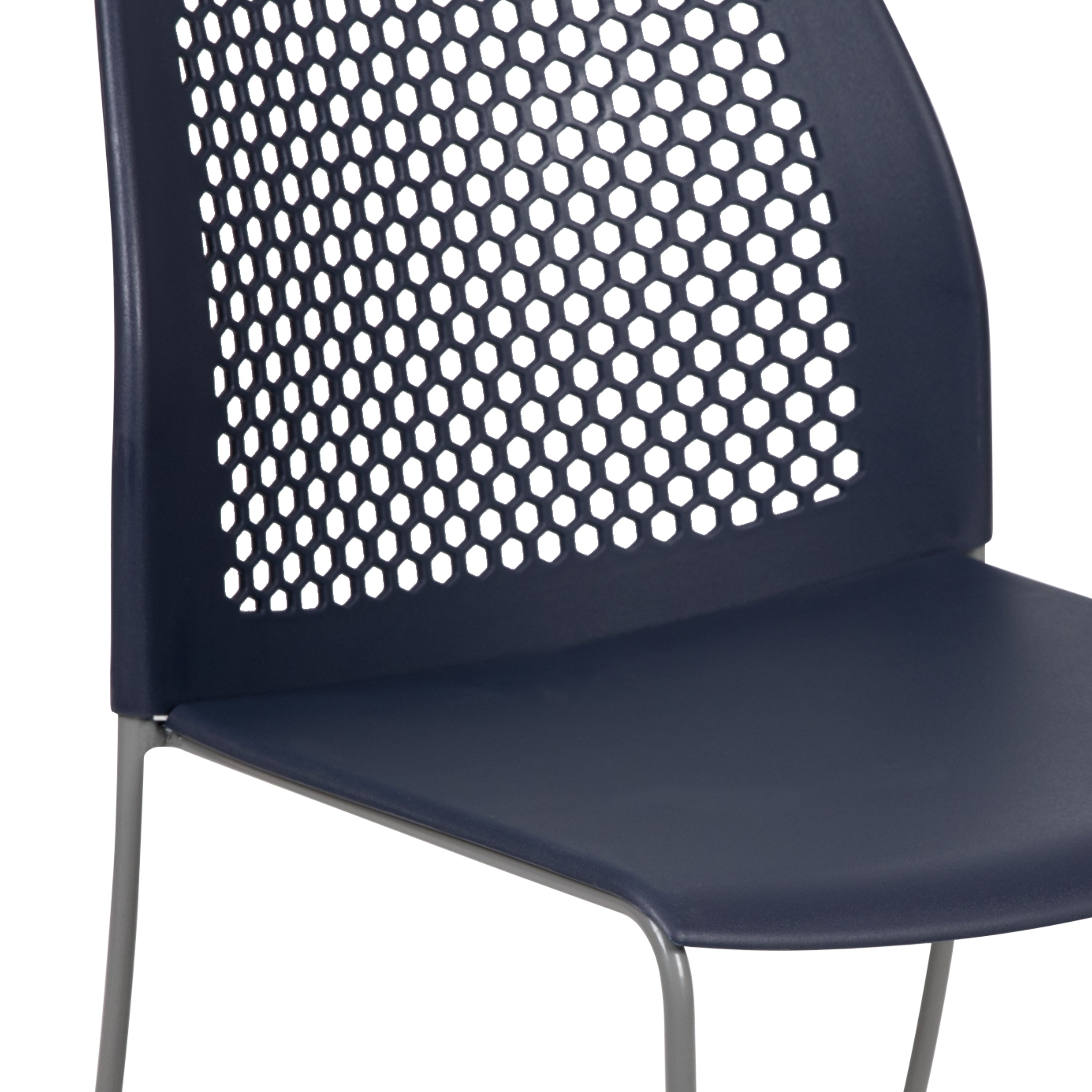 HERCULES Series 661 lb. Capacity Navy Stack Chair with Air-Vent Back and Gray Powder Coated Sled Base