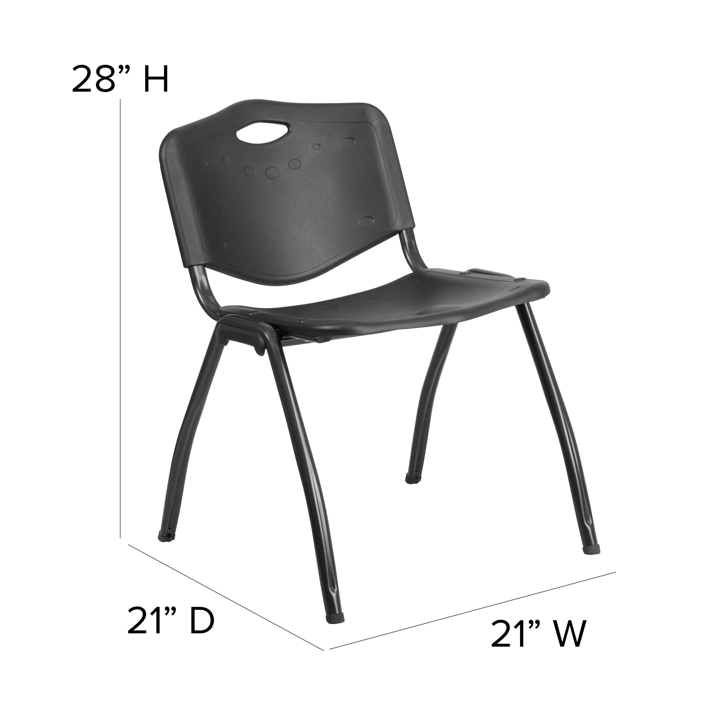 HERCULES Series 880 lb. Capacity Black Plastic Stack Chair