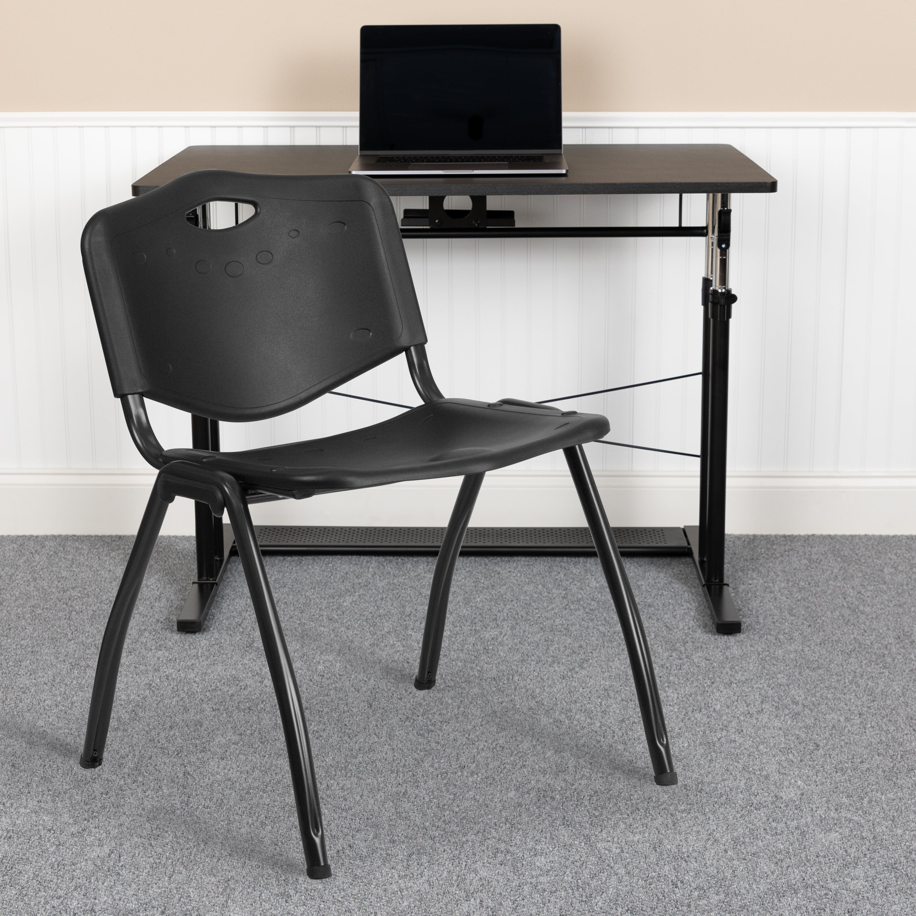 HERCULES Series 880 lb. Capacity Black Plastic Stack Chair