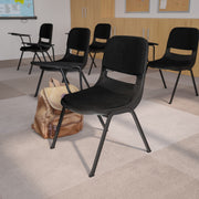 HERCULES Black Padded Ergonomic Shell Chair with Right Handed Flip-Up Tablet Arm
