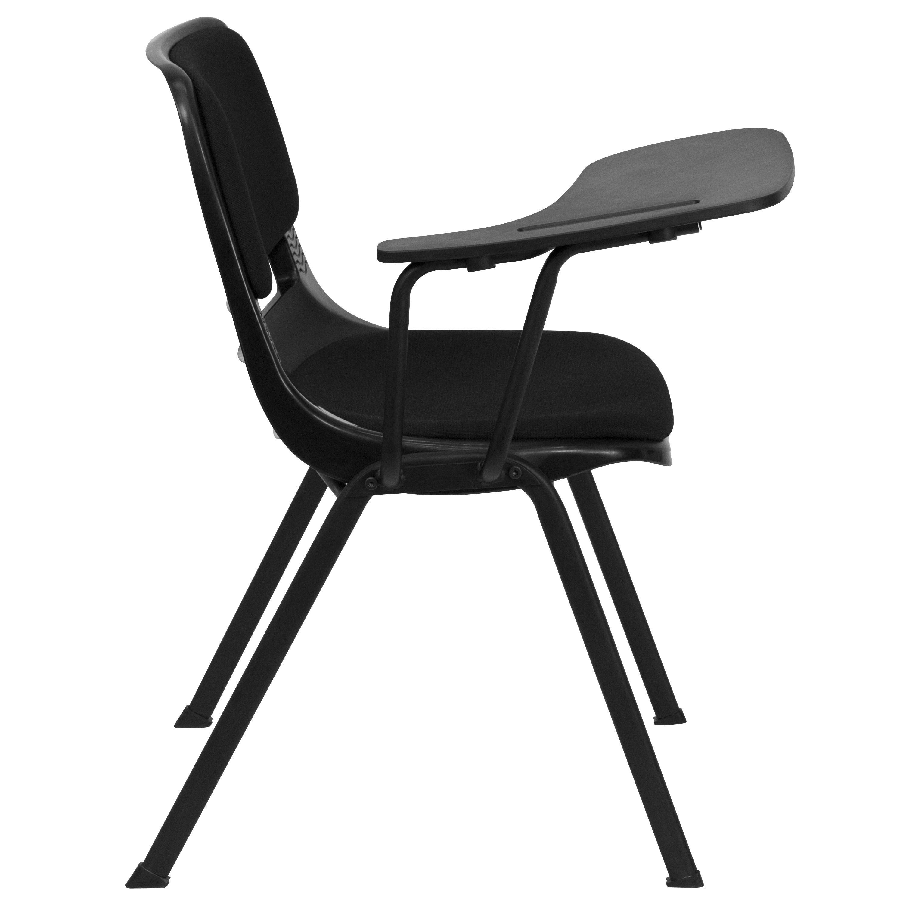 HERCULES Black Padded Ergonomic Shell Chair with Right Handed Flip-Up Tablet Arm