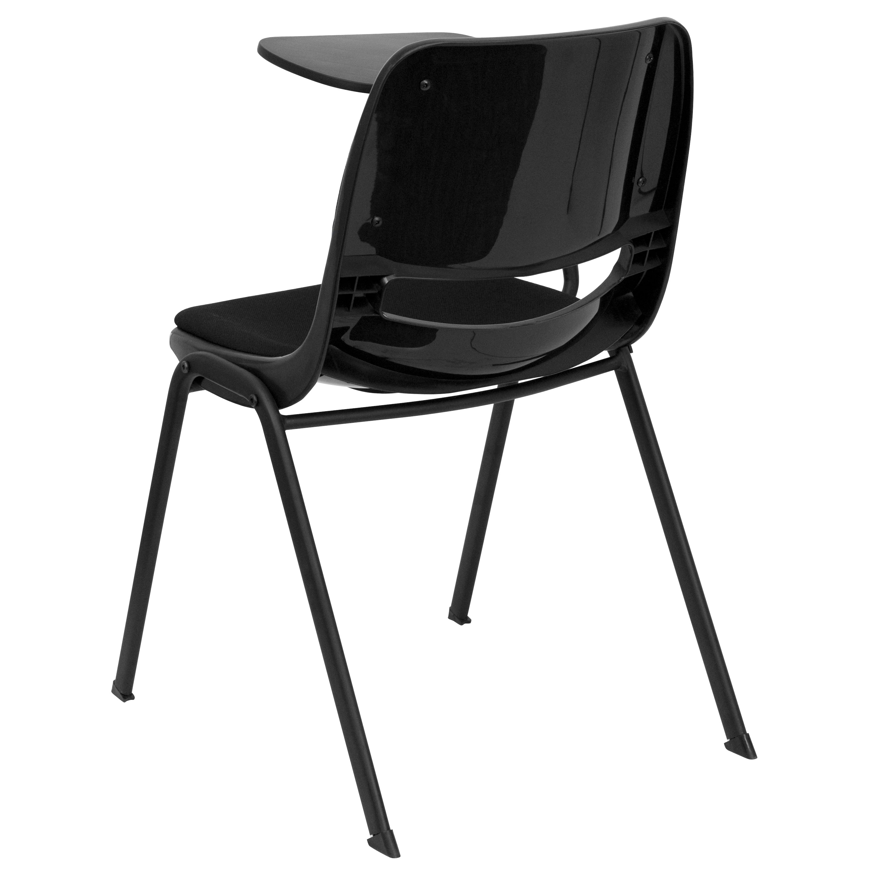 HERCULES Black Padded Ergonomic Shell Chair with Right Handed Flip-Up Tablet Arm