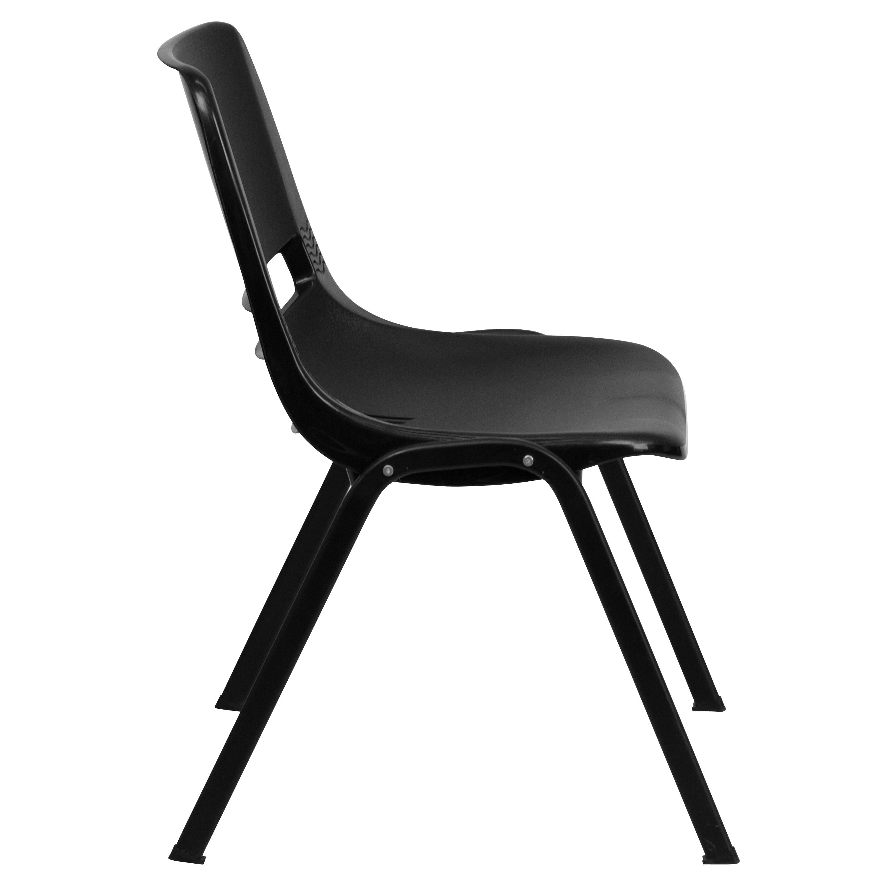 HERCULES Series 880 lb. Capacity Black Ergonomic Shell Stack Chair with Black Frame