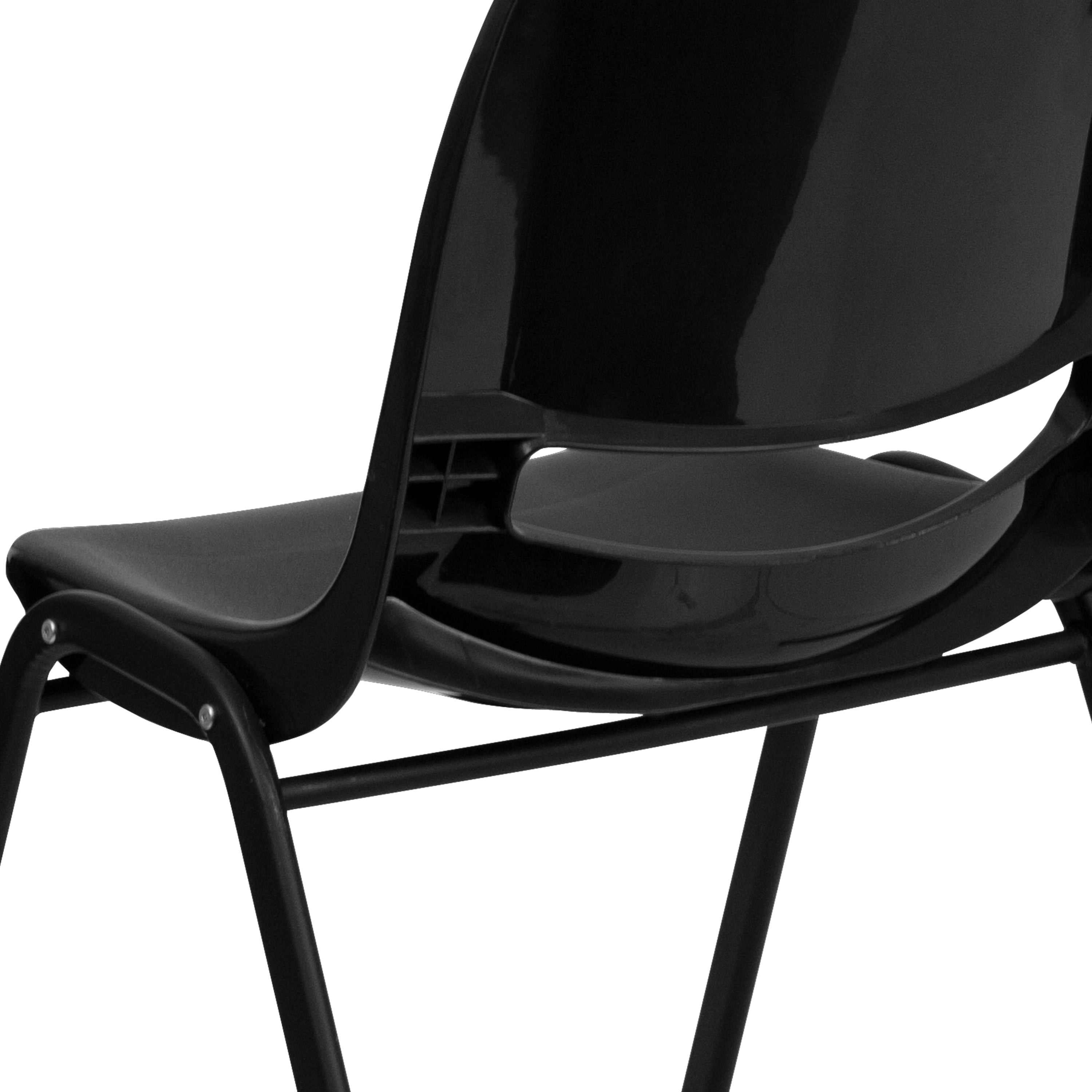 HERCULES Series 880 lb. Capacity Black Ergonomic Shell Stack Chair with Black Frame