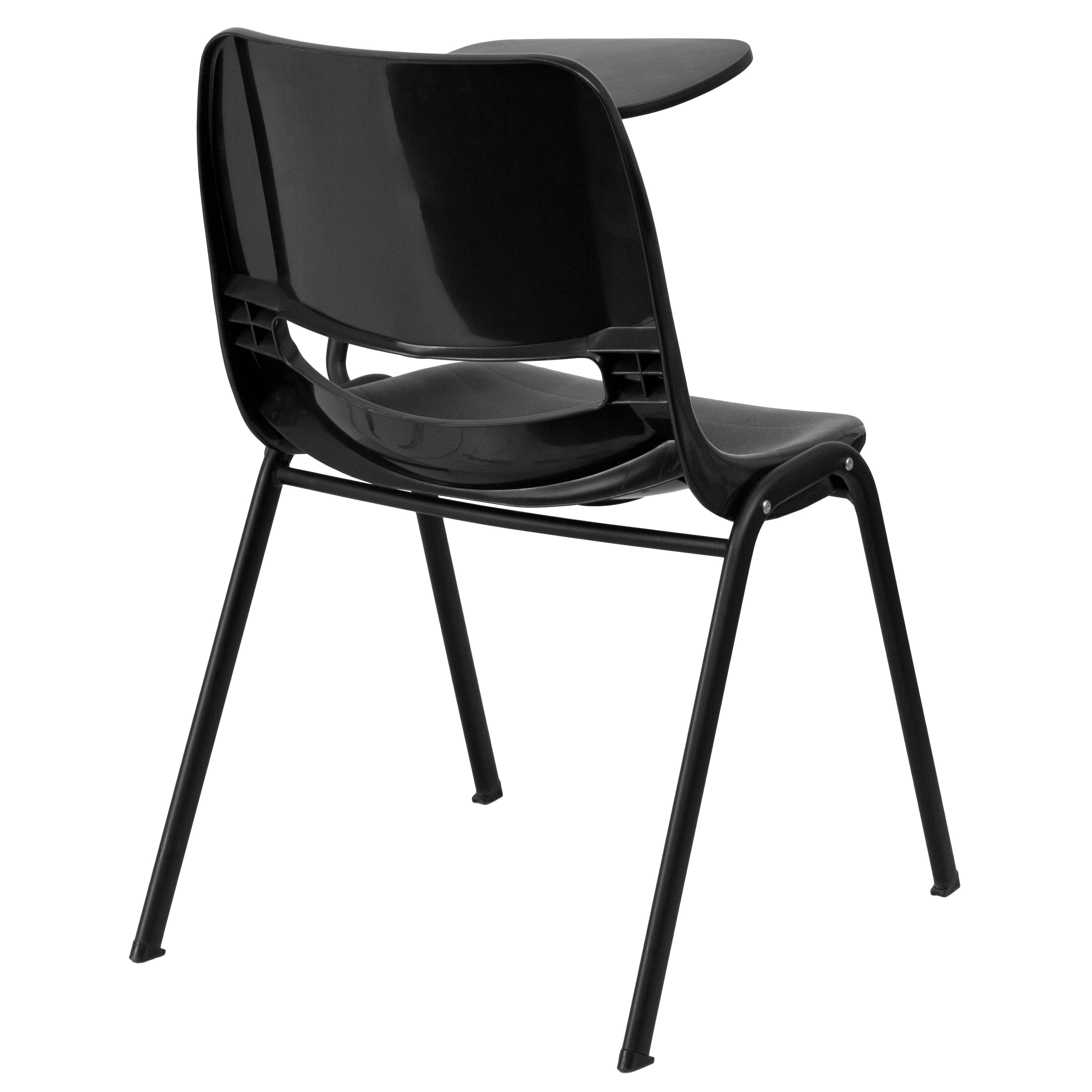 HERCULES Black Ergonomic Shell Chair with Left Handed Flip-Up Tablet Arm