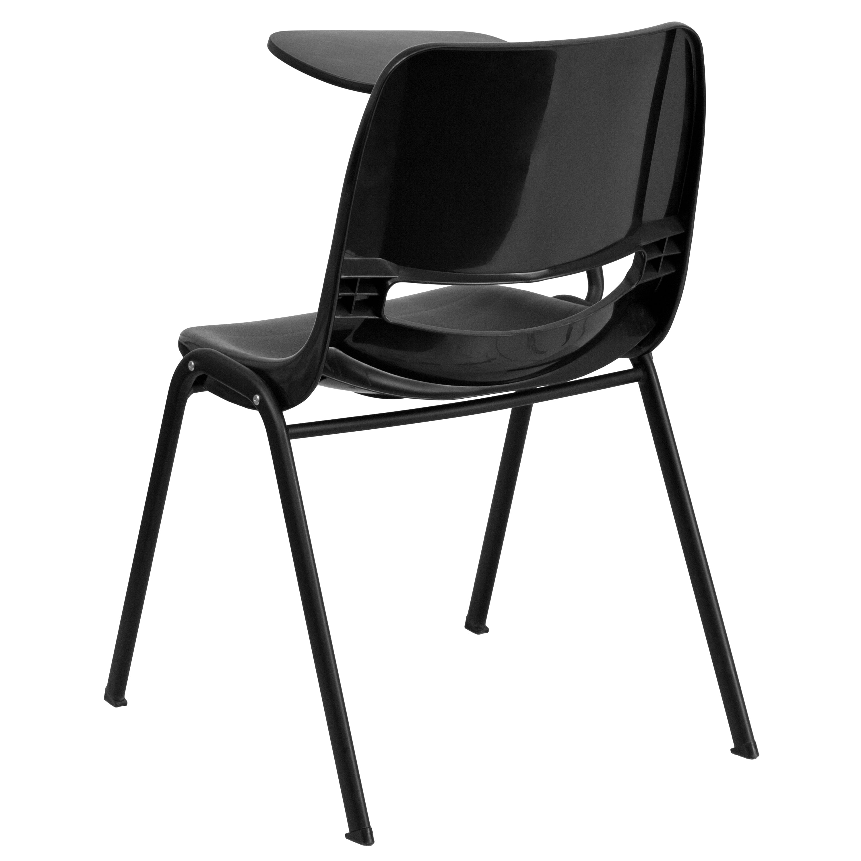 HERCULES Black Ergonomic Shell Chair with Right Handed Flip-Up Tablet Arm