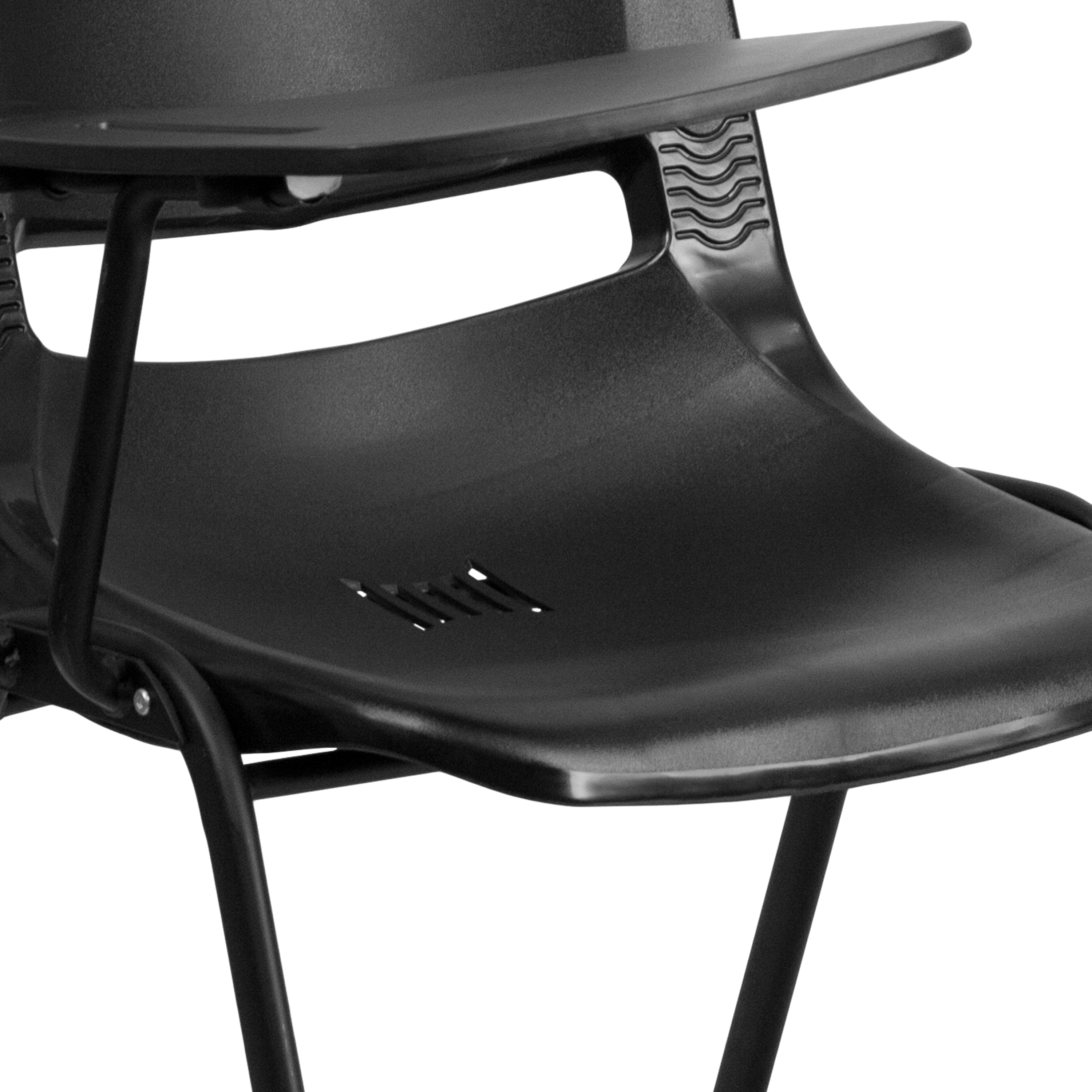 HERCULES Black Ergonomic Shell Chair with Right Handed Flip-Up Tablet Arm