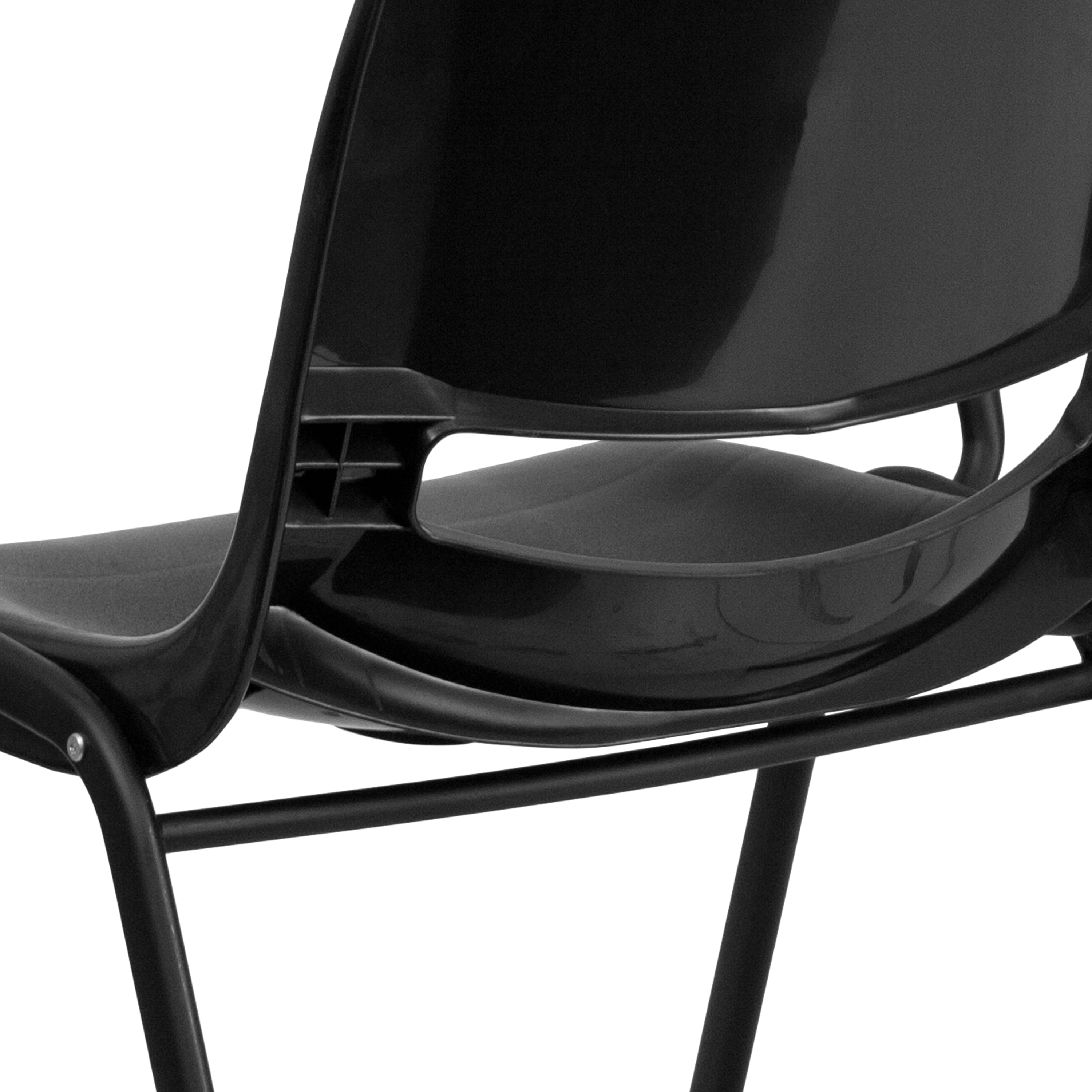 HERCULES Black Ergonomic Shell Chair with Right Handed Flip-Up Tablet Arm