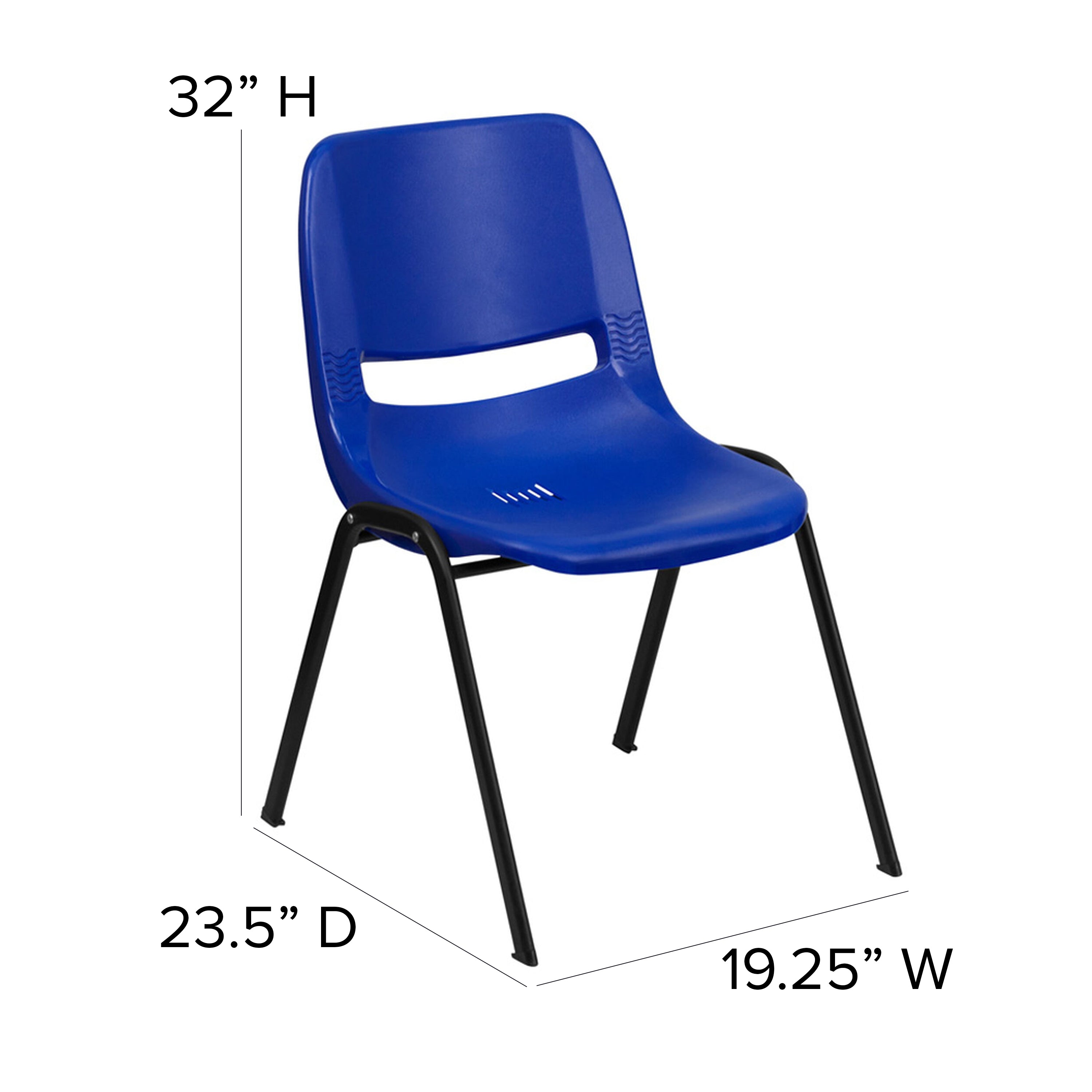 HERCULES Series 880 lb. Capacity Blue Ergonomic Shell Stack Chair with Black Frame