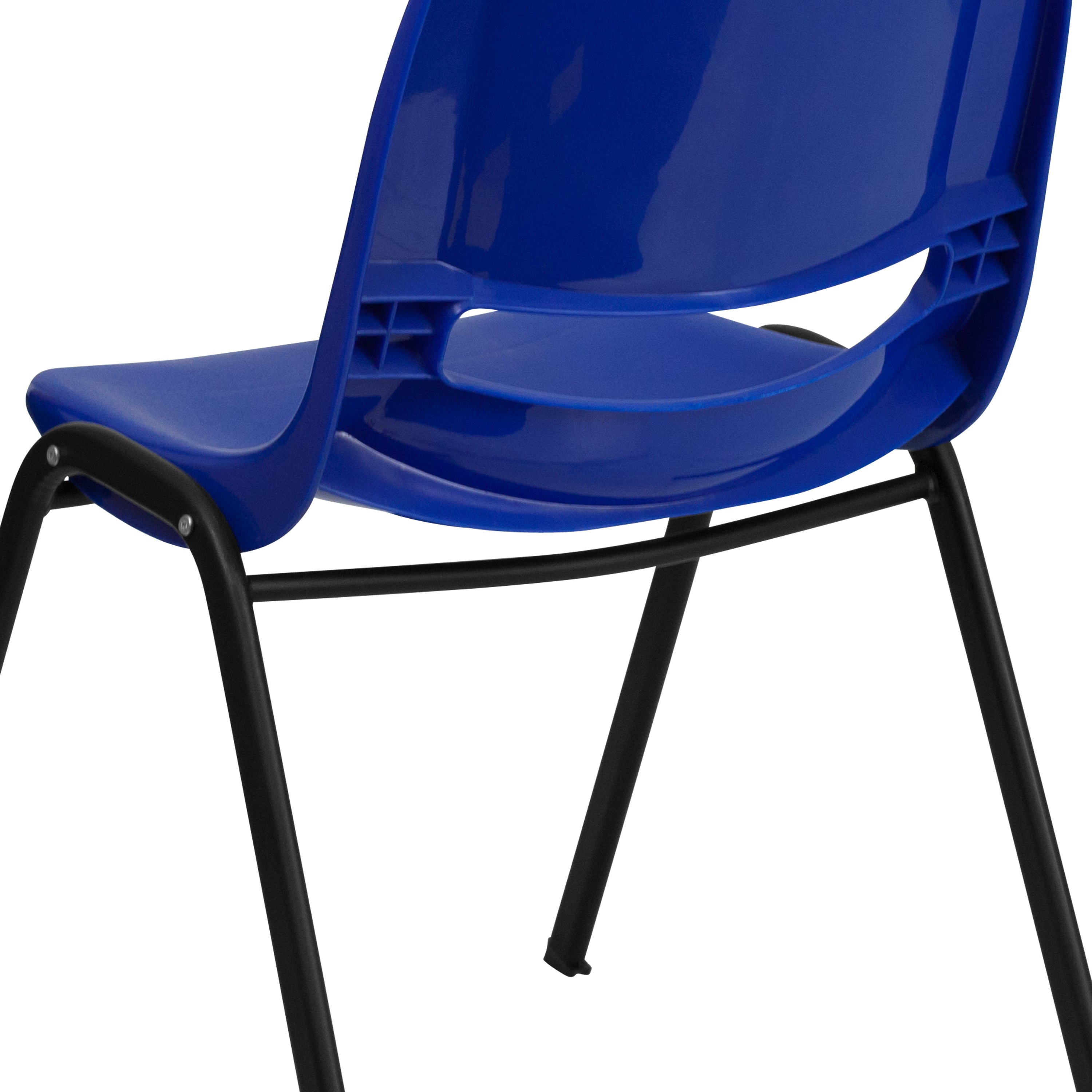 HERCULES Series 880 lb. Capacity Blue Ergonomic Shell Stack Chair with Black Frame