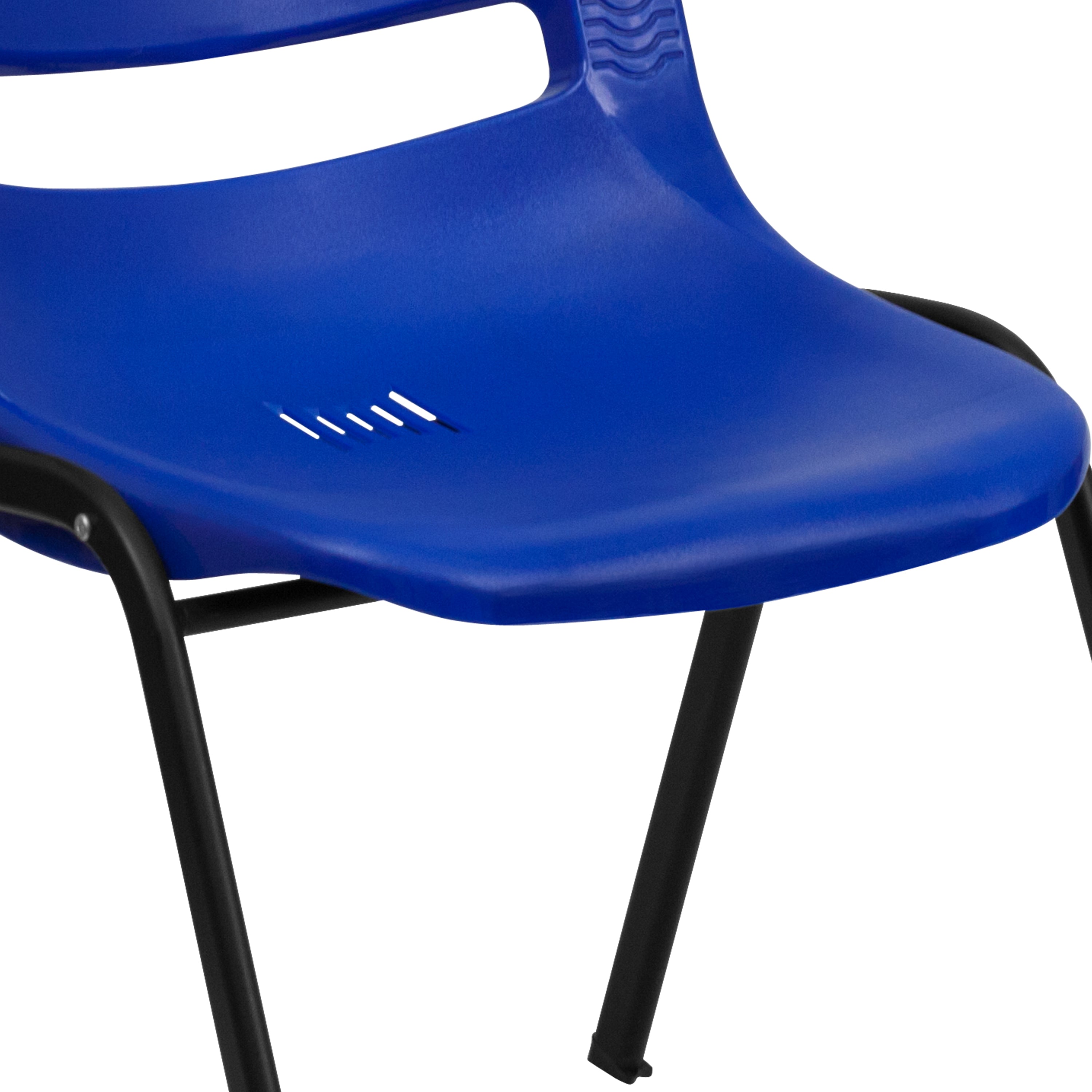 HERCULES Series 880 lb. Capacity Blue Ergonomic Shell Stack Chair with Black Frame