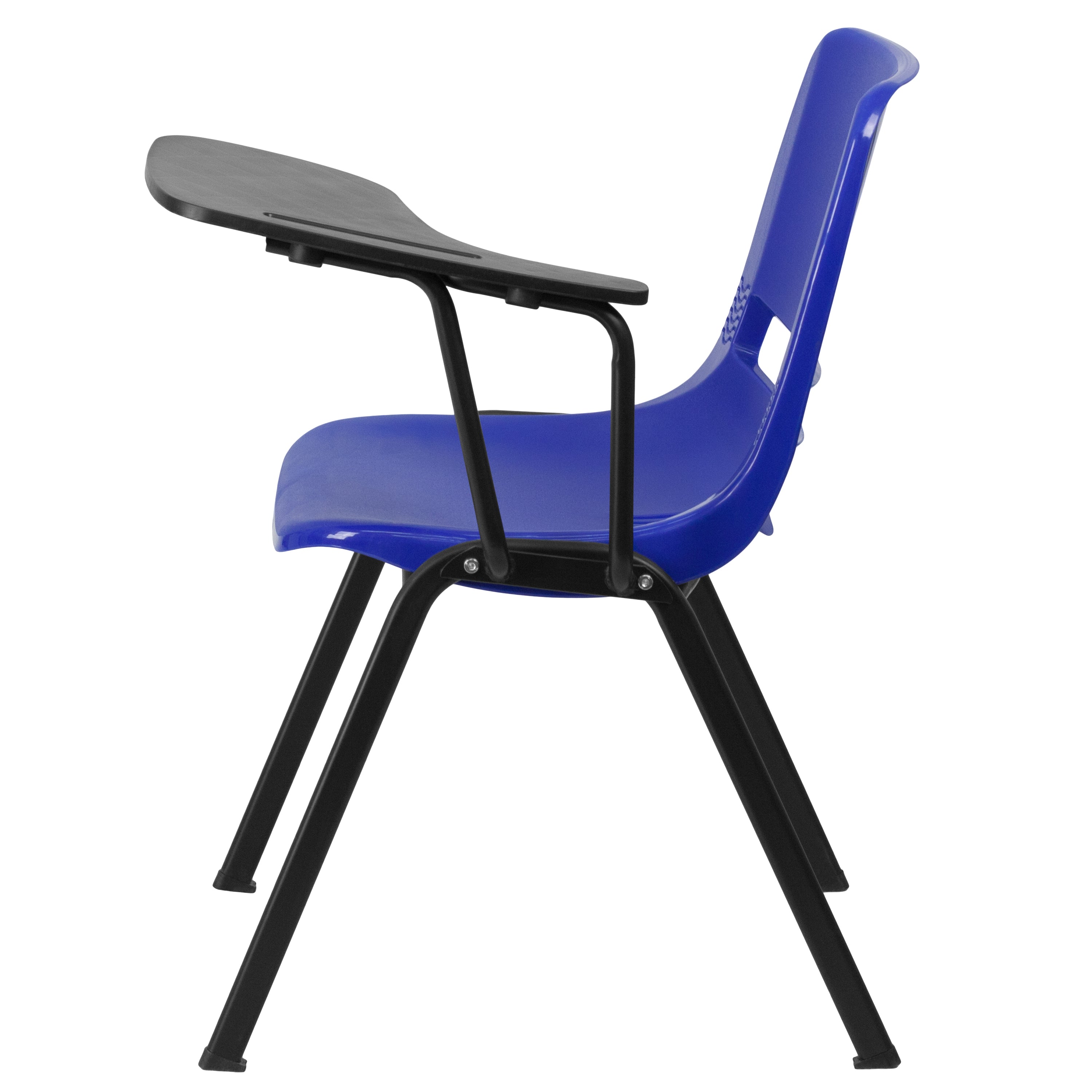 HERCULES Blue Ergonomic Shell Chair with Left Handed Flip-Up Tablet Arm