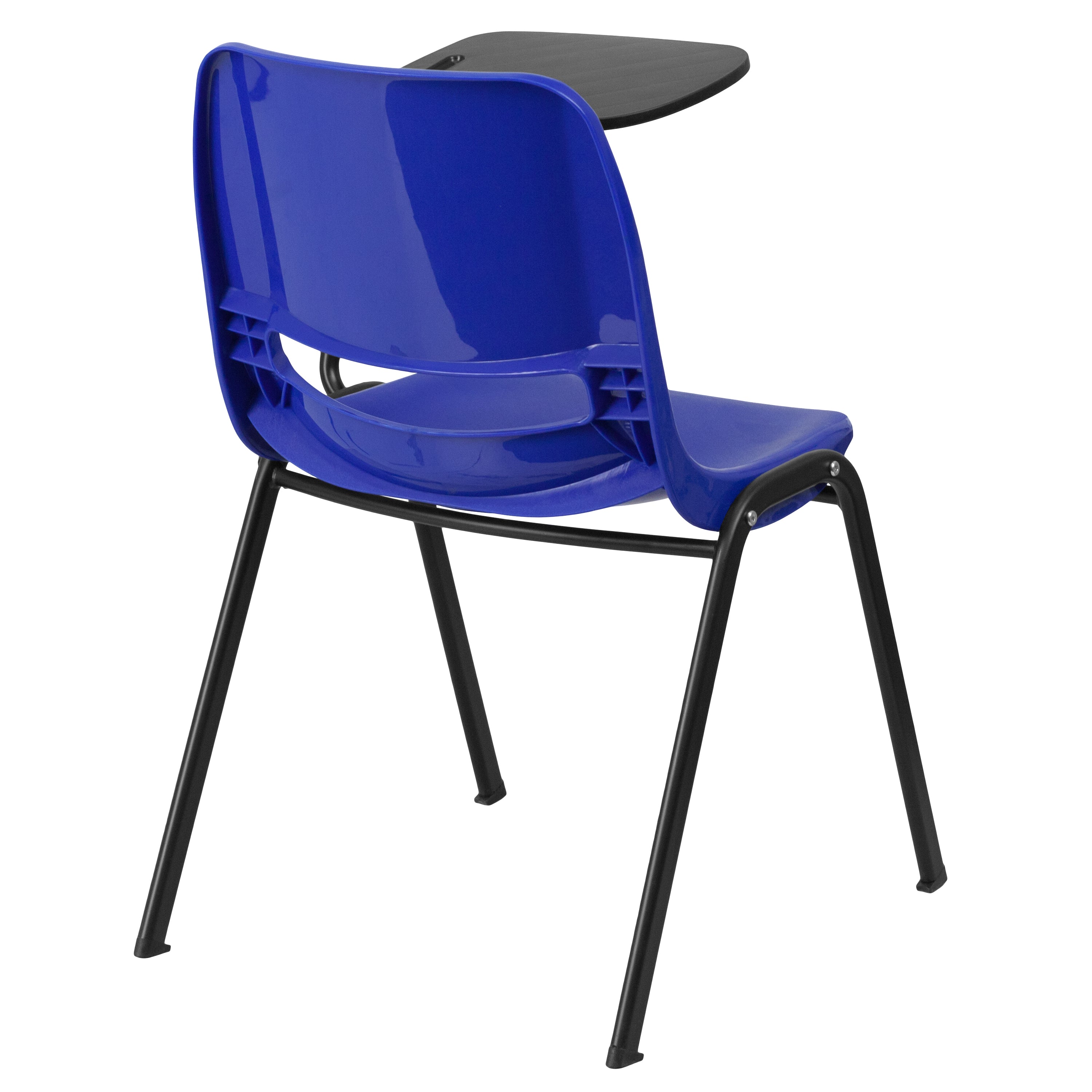 HERCULES Blue Ergonomic Shell Chair with Left Handed Flip-Up Tablet Arm