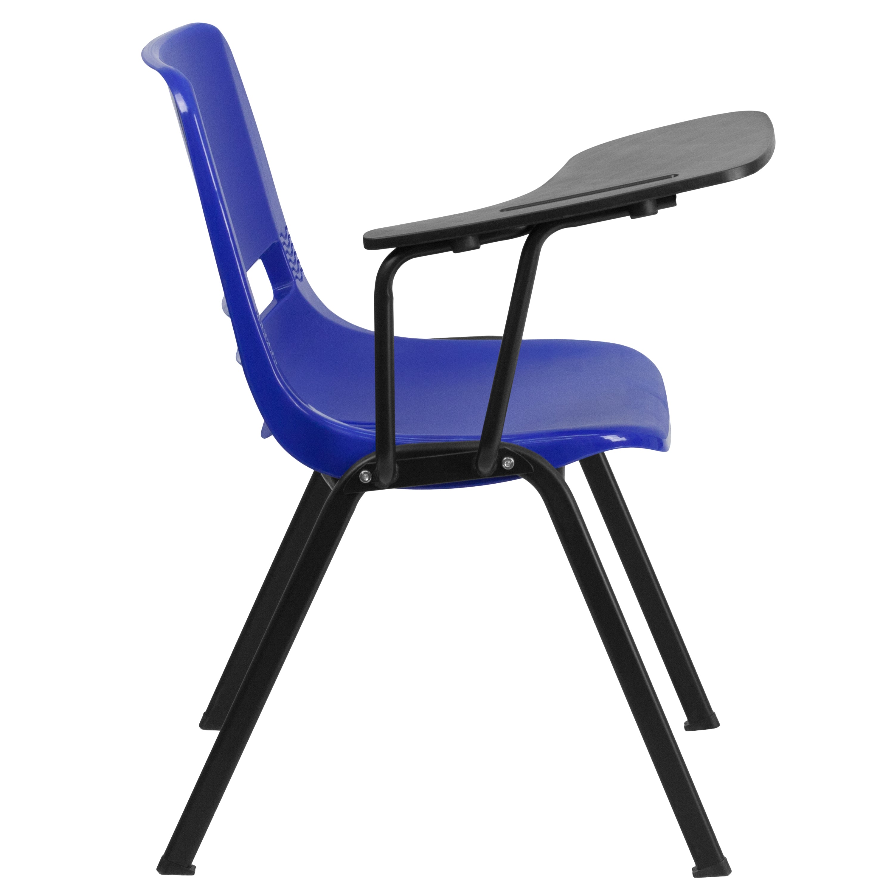 HERCULES Blue Ergonomic Shell Chair with Right Handed Flip-Up Tablet Arm