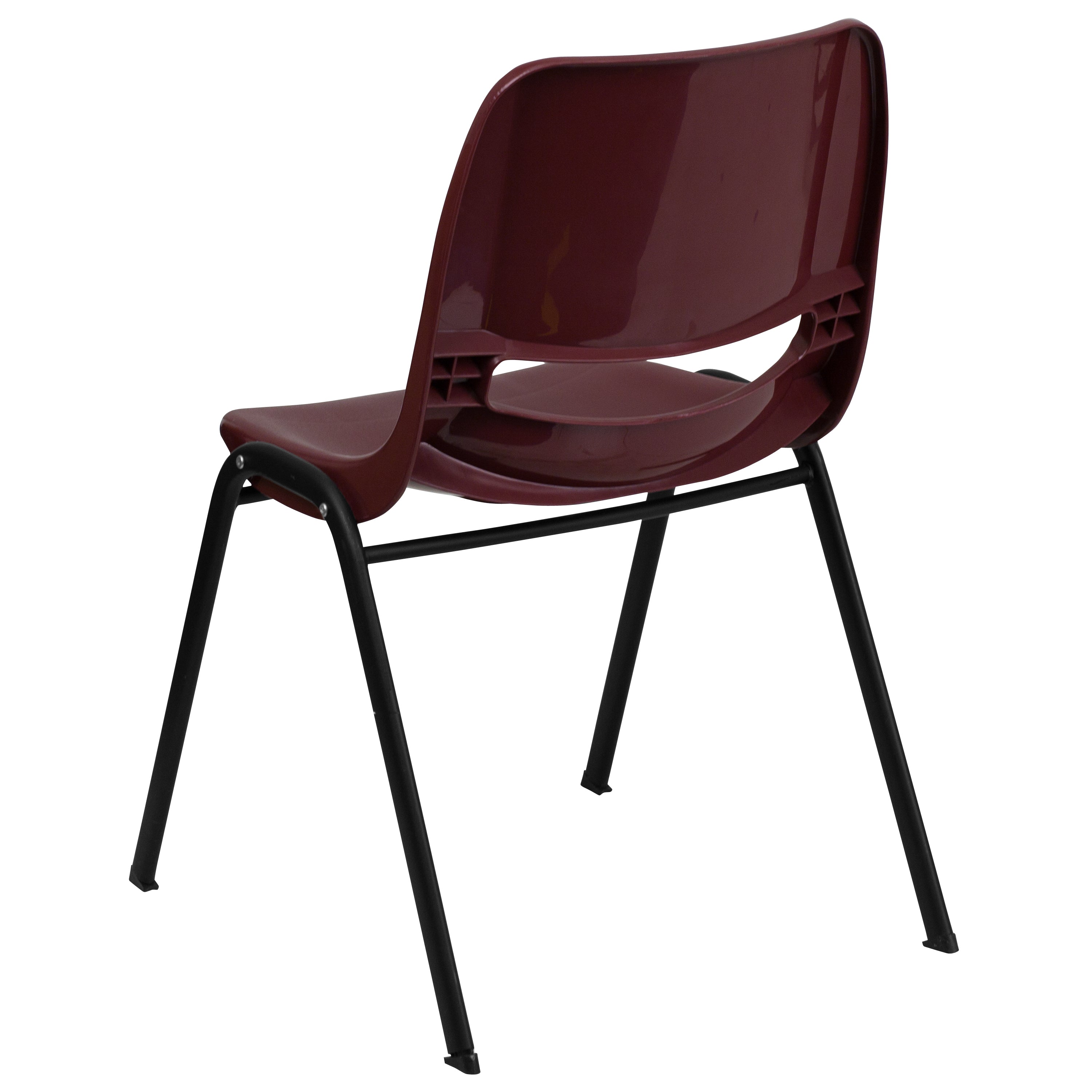 HERCULES Series 880 lb. Capacity Burgundy Ergonomic Shell Stack Chair with Black Frame