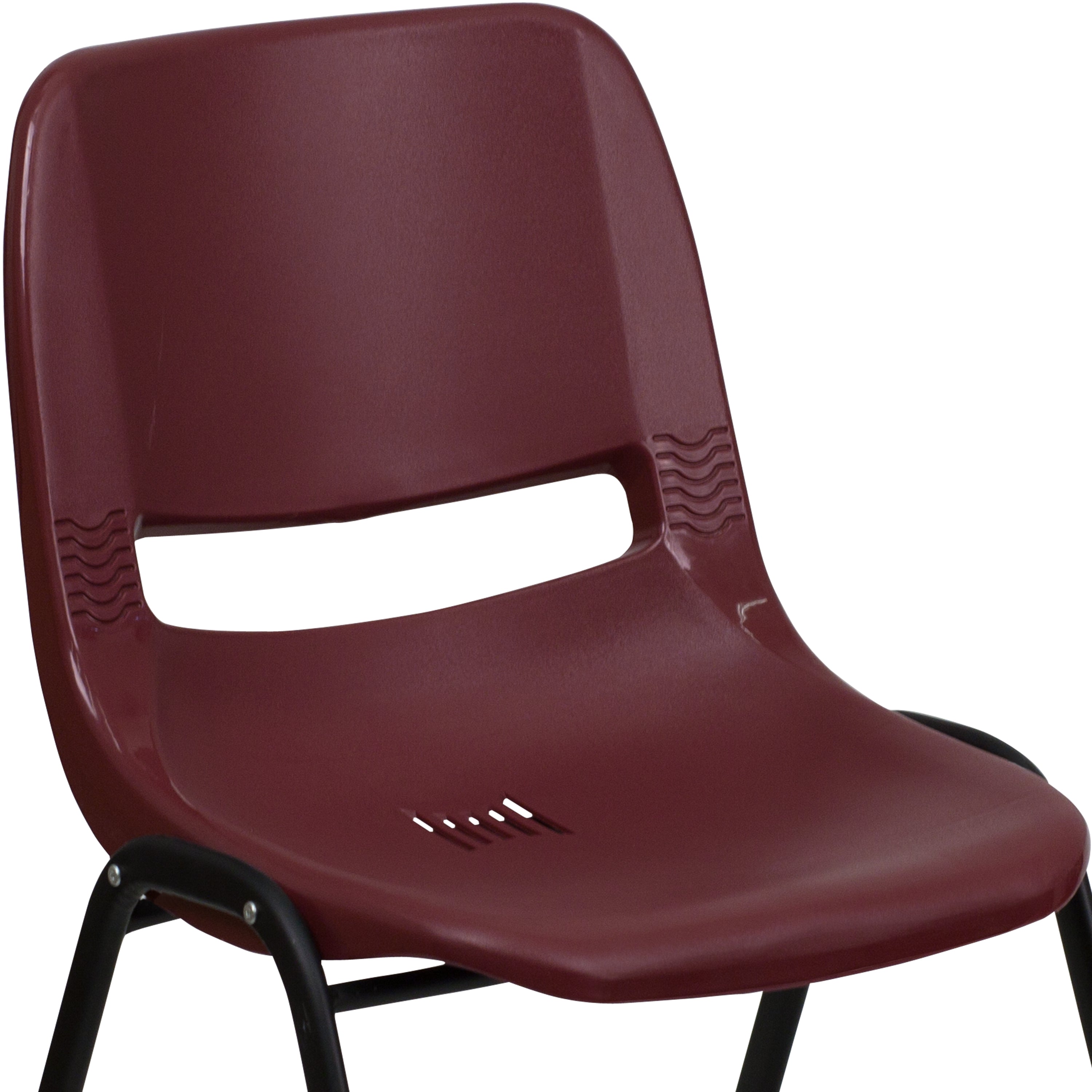 HERCULES Series 880 lb. Capacity Burgundy Ergonomic Shell Stack Chair with Black Frame