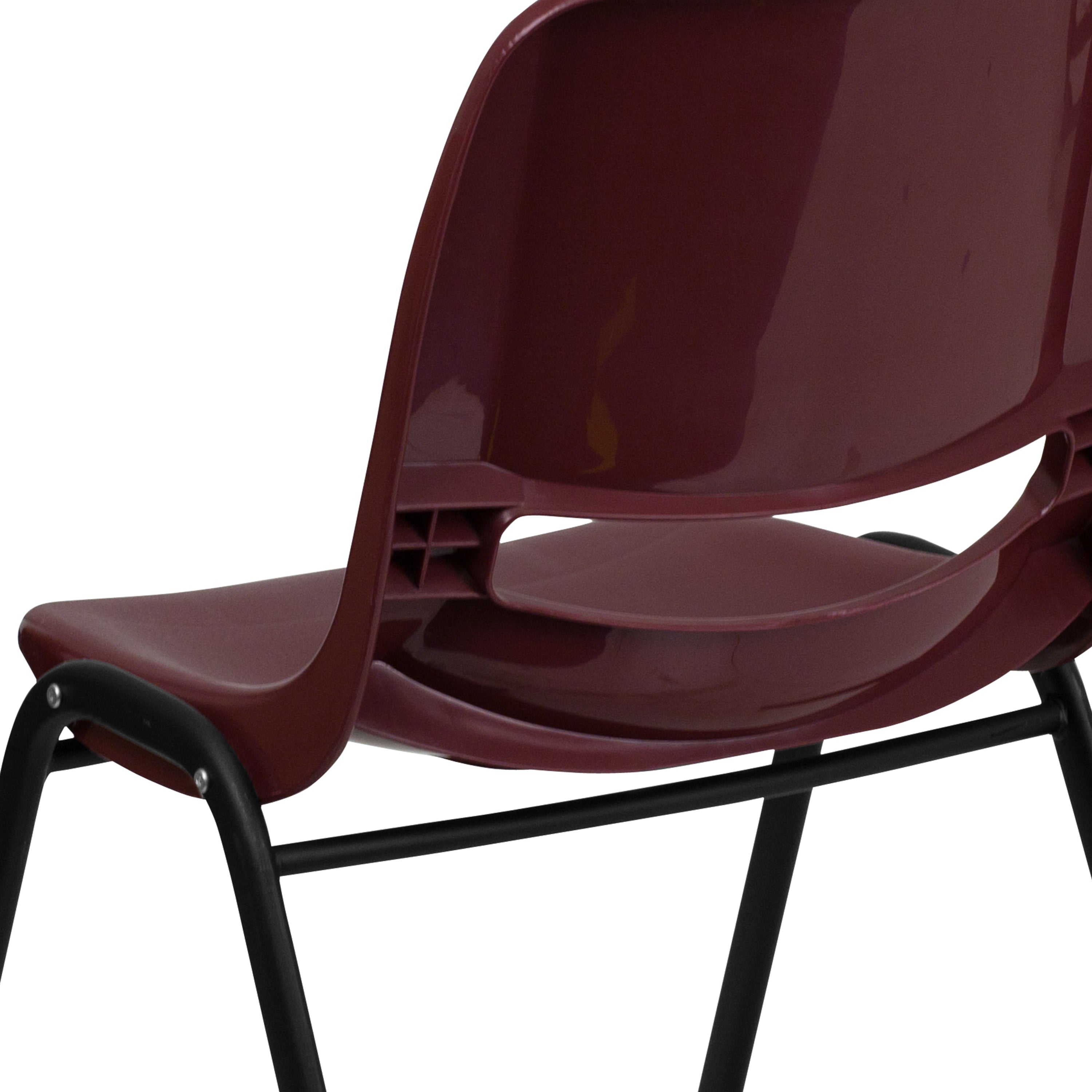 HERCULES Series 880 lb. Capacity Burgundy Ergonomic Shell Stack Chair with Black Frame