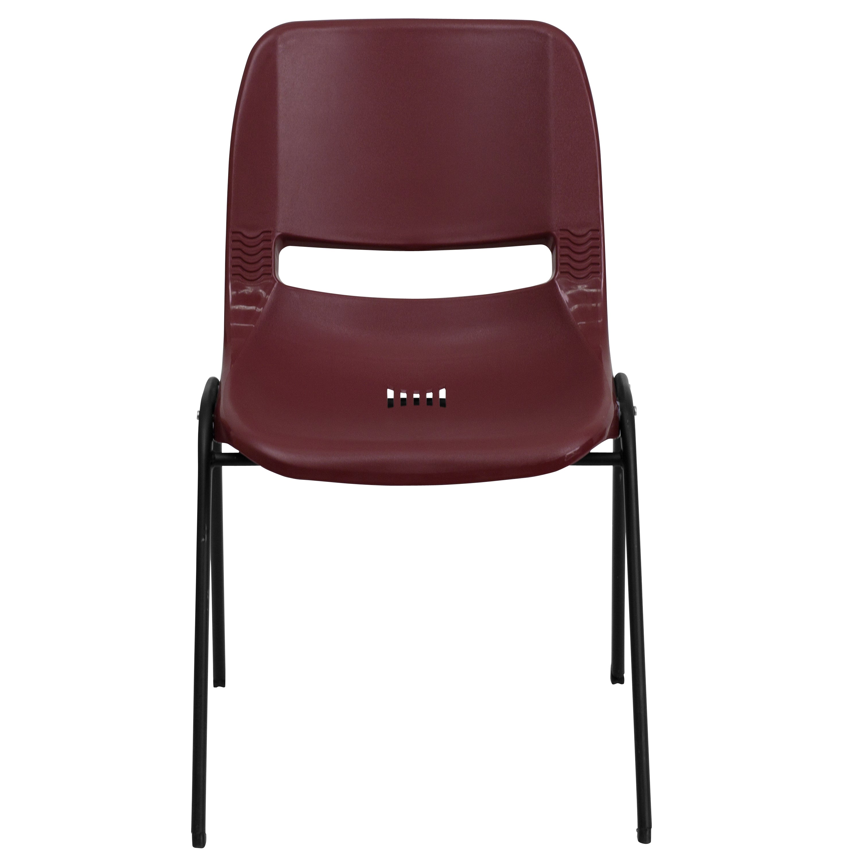 HERCULES Series 880 lb. Capacity Burgundy Ergonomic Shell Stack Chair with Black Frame
