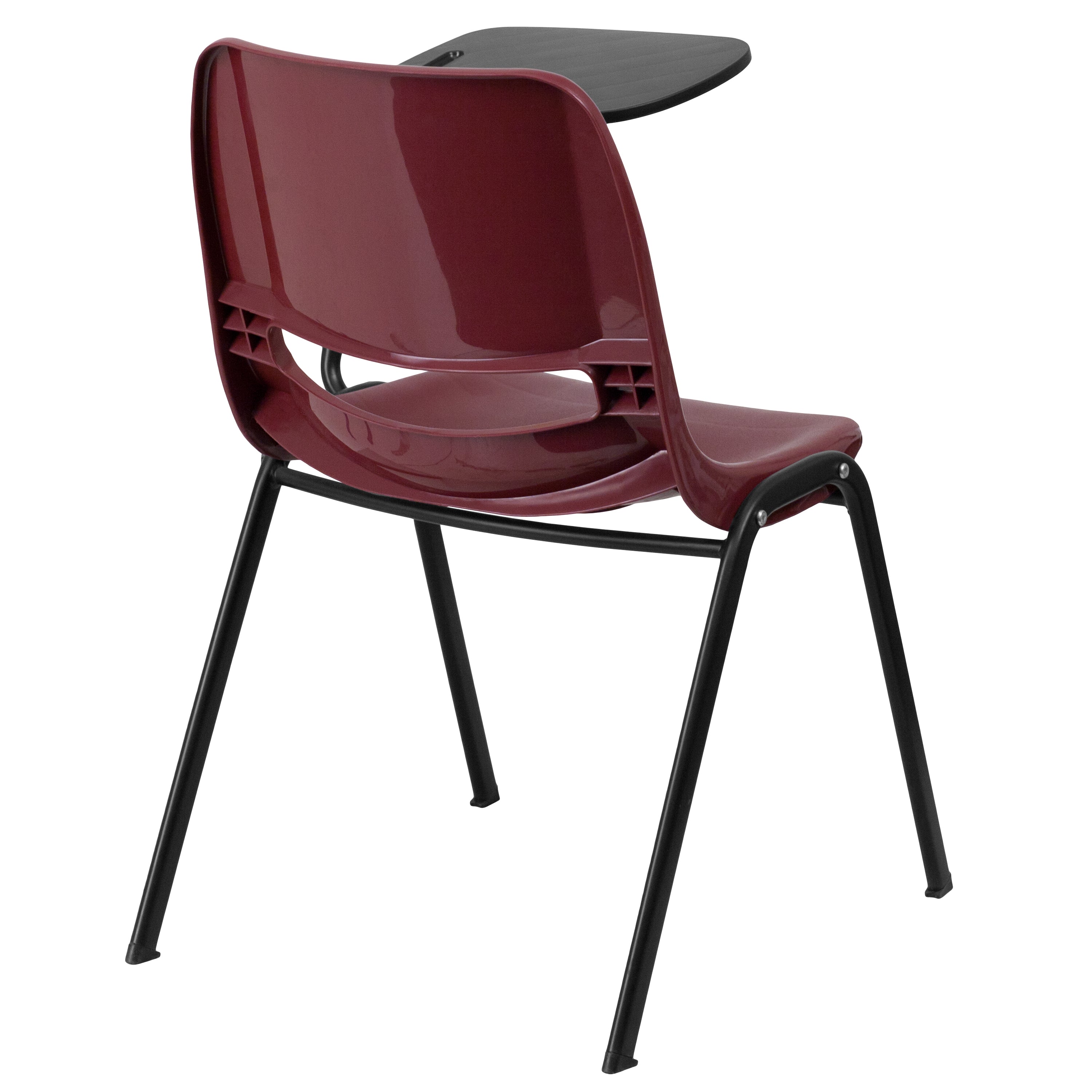 HERCULES Burgundy Ergonomic Shell Chair with Left Handed Flip-Up Tablet Arm