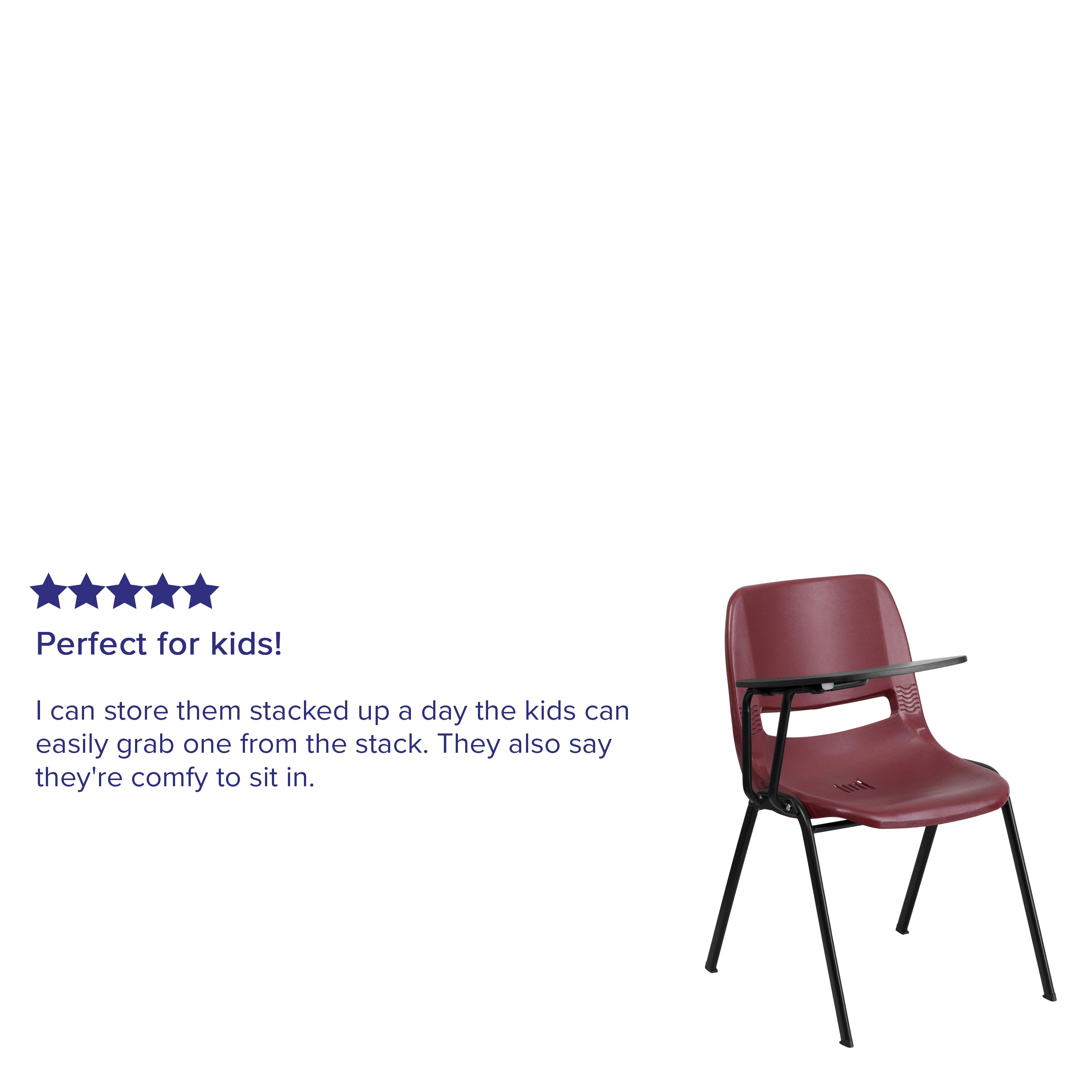 HERCULES Burgundy Ergonomic Shell Chair with Right Handed Flip-Up Tablet Arm