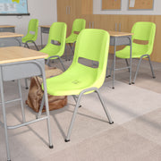 HERCULES Series 880 lb. Capacity Green Ergonomic Shell Stack Chair with Gray Frame