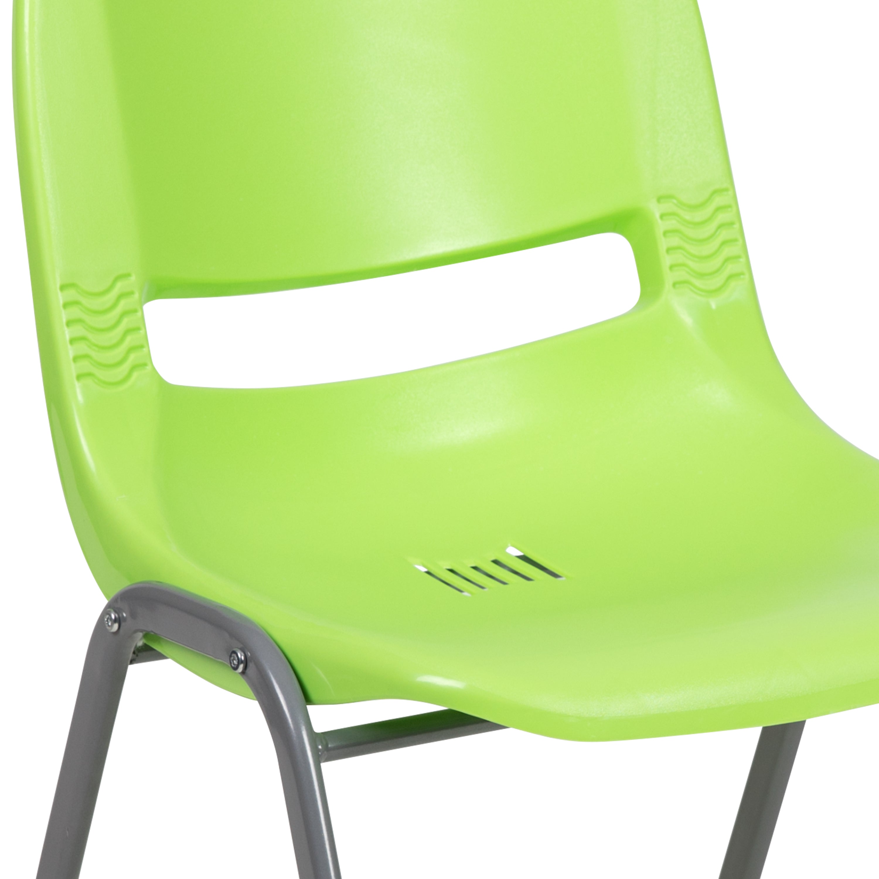 HERCULES Series 880 lb. Capacity Green Ergonomic Shell Stack Chair with Gray Frame