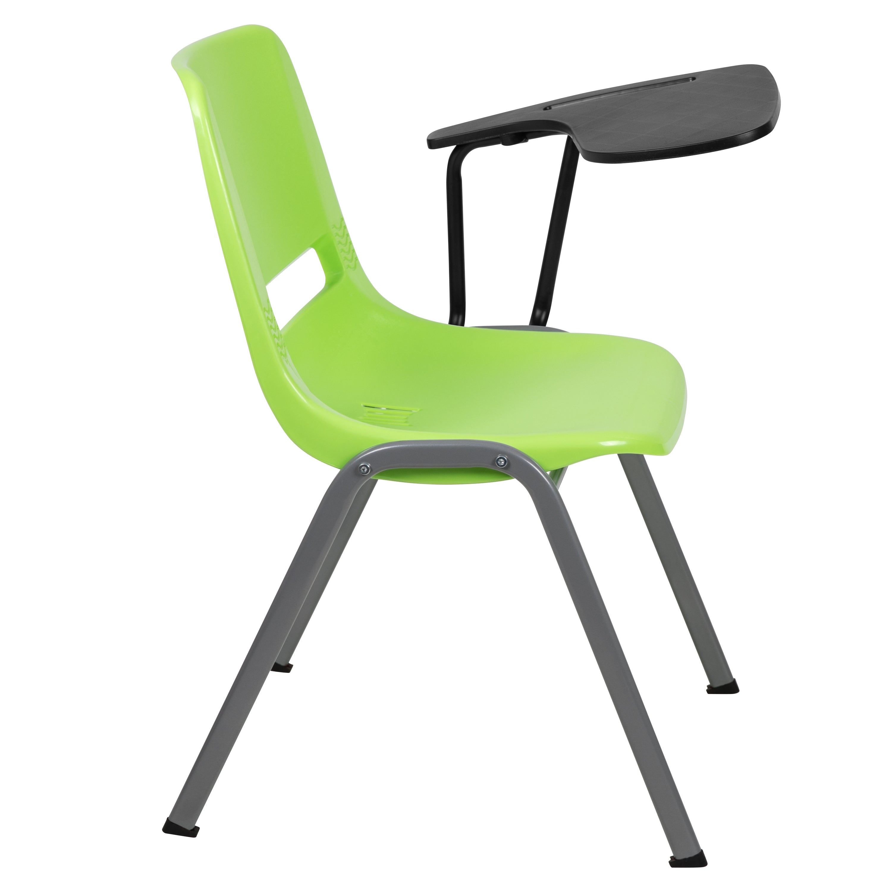 HERCULES Green Ergonomic Shell Chair with Left Handed Flip-Up Tablet Arm