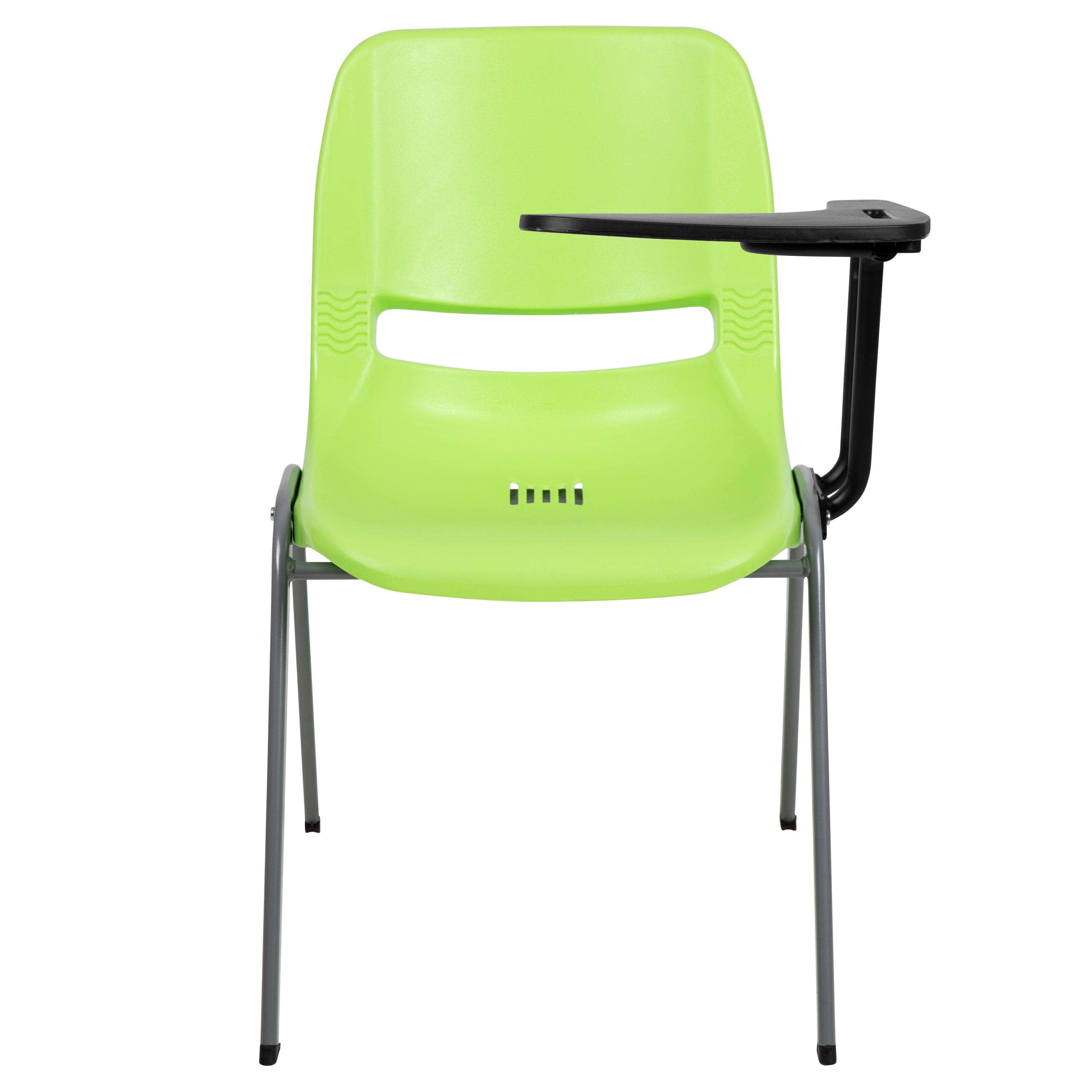 HERCULES Green Ergonomic Shell Chair with Left Handed Flip-Up Tablet Arm