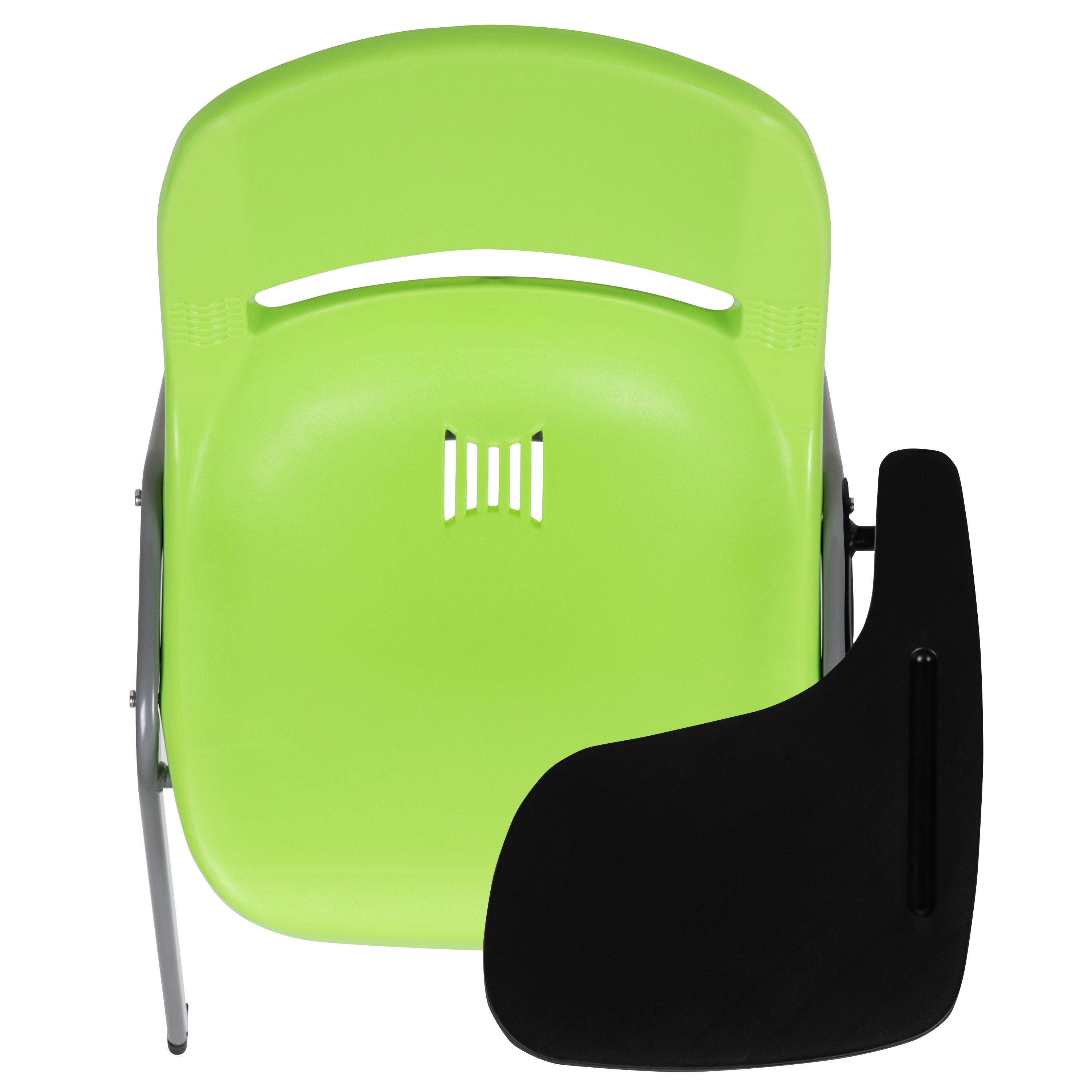 HERCULES Green Ergonomic Shell Chair with Left Handed Flip-Up Tablet Arm